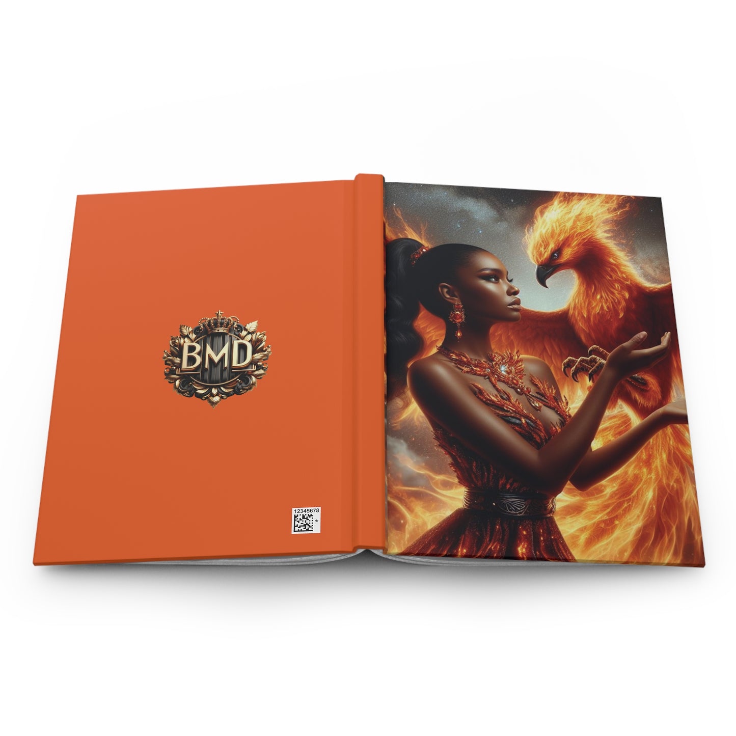 B.M.D Fiery Phoenix Hardcover Journal, Inspirational Writing Notebook, Gift for Creatives, Artistic Journal, Unique Stationery (pic 1)