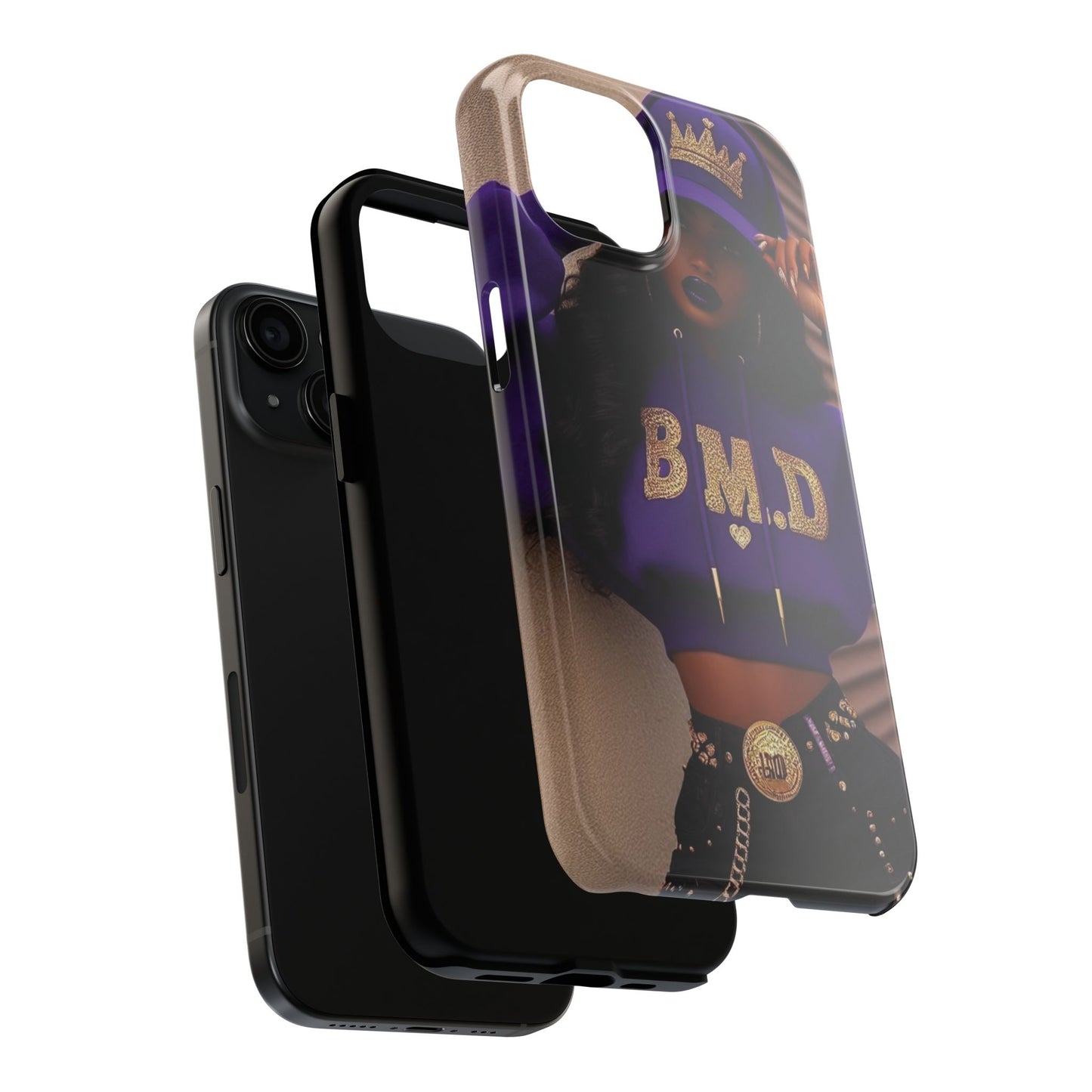 Stylish Tough Phone Cases with B.M.D Design, Trendy Phone Accessories, Gift for Her, Hip Hop Phone Cover, Queen Vibe Case