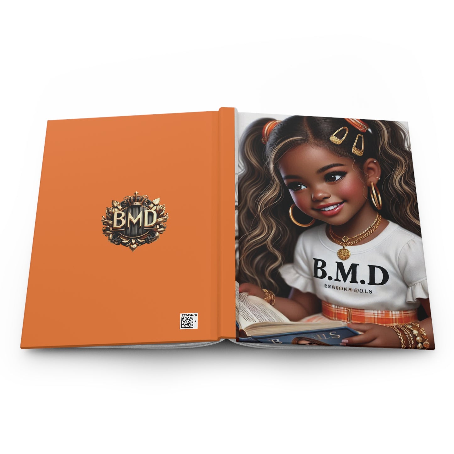 B.M.D Reading Girl Hardcover Journal Matte, Book Lover Notebook, Writer's Diary, Literary Gift, Stationery Set (pic 4 orange)