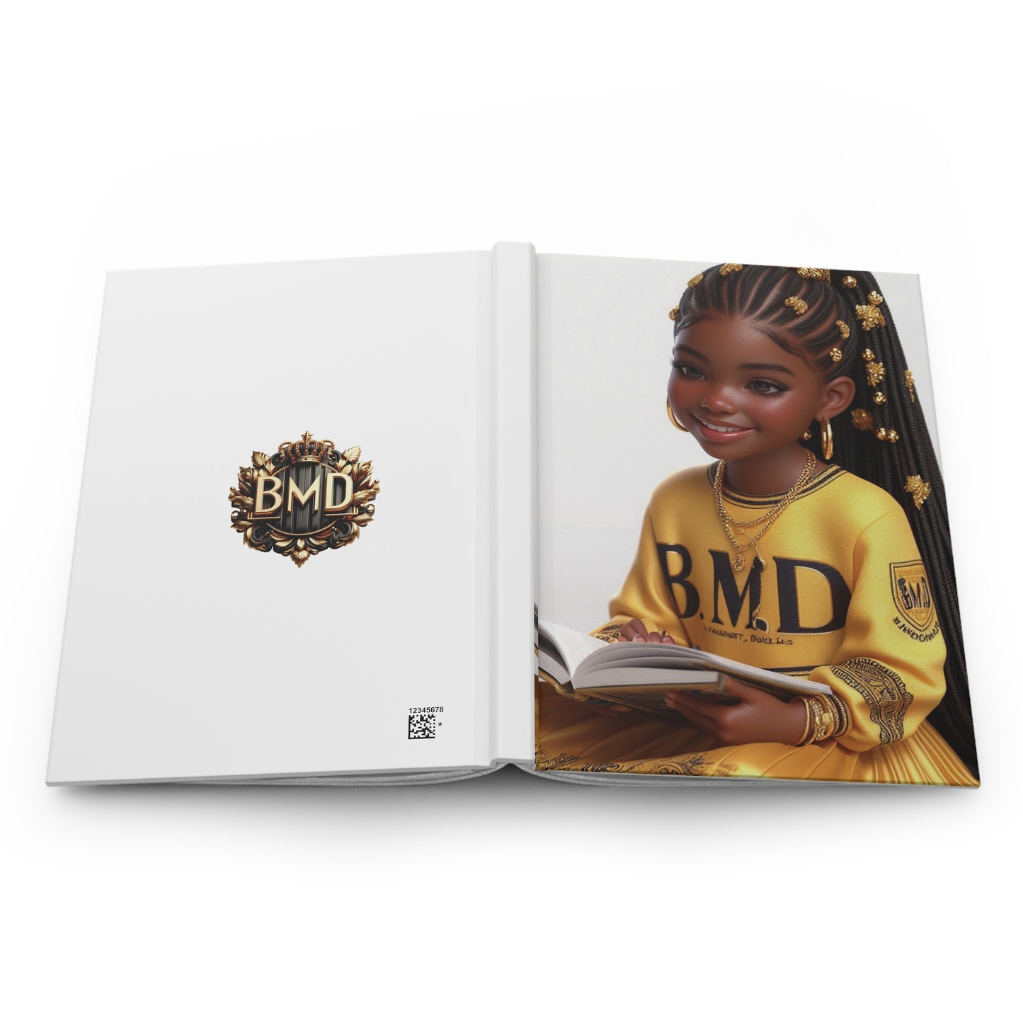 B.M.D Reading Girl Hardcover Journal Matte, Book Lover Notebook, Writer's Diary, Literary Gift, Stationery Set (pic 1 yellow)