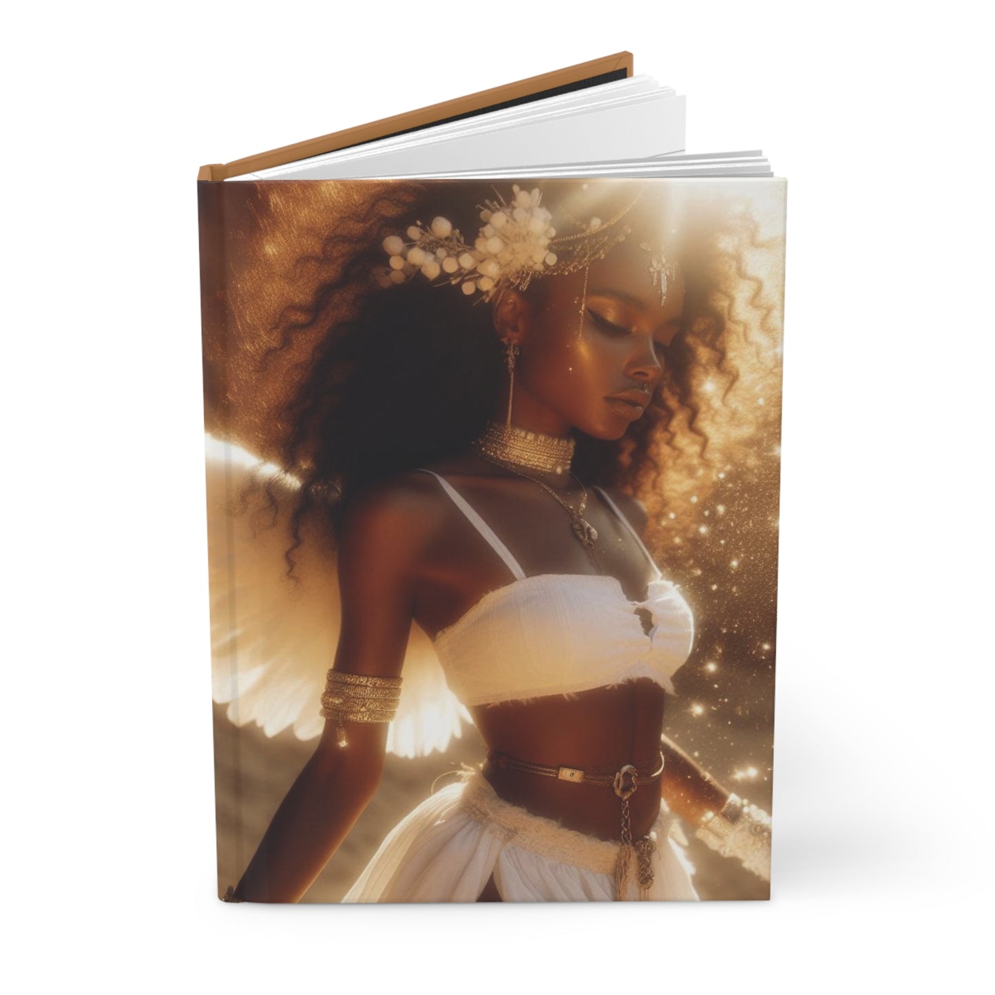 B.M.D Elegant Afrocentric Hardcover Journal, Inspirational Notebook, Gift for Her, Writing Journal, Ethereal Art Design (pic 1)