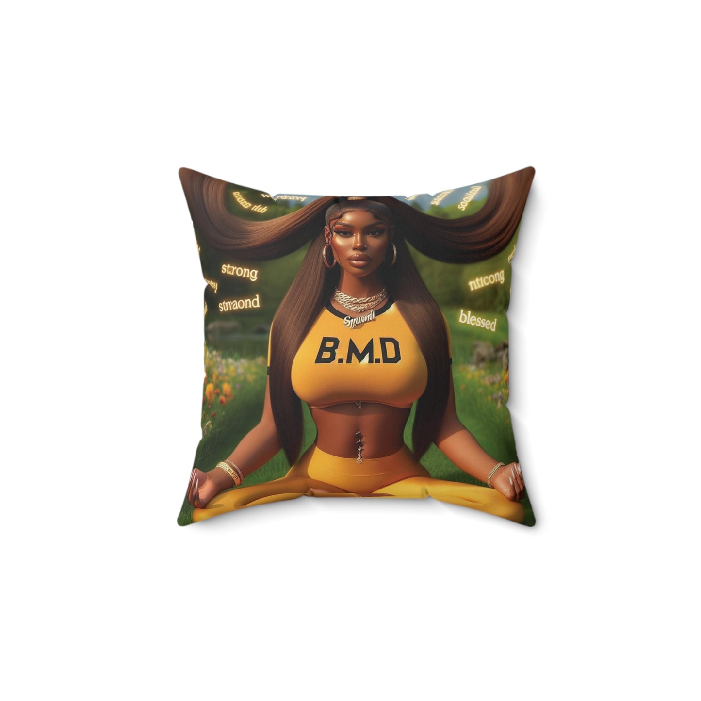 B.M.D Positive Affirmation Spun Polyester Square Pillow
