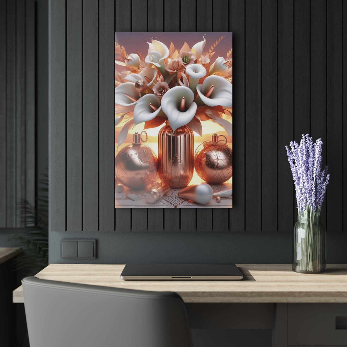 B.M.D Elegant Floral Acrylic Prints (French Cleat Hanging)(3) Home Decor Art, Modern Wall Art, Gift for Her, Wedding Decorations, Office Wall Decor