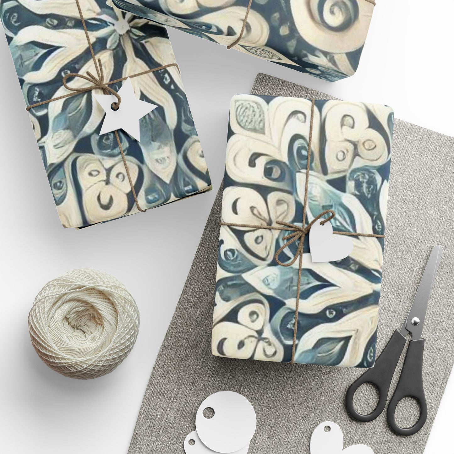 B.M.D Snowflake Mandala Wrapping Paper — Elegant Blue Winter Gift Wrap