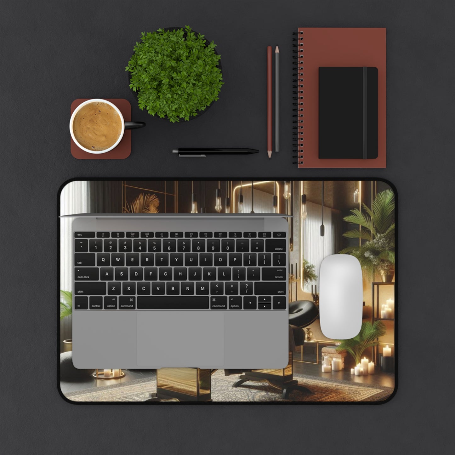 B.M.D Luxurious Spa Desk Mat | Relaxing Home Office Decor, Ergonomic Desk Pad, Functional Gift for Wellness Lovers, Candlelit Ambience