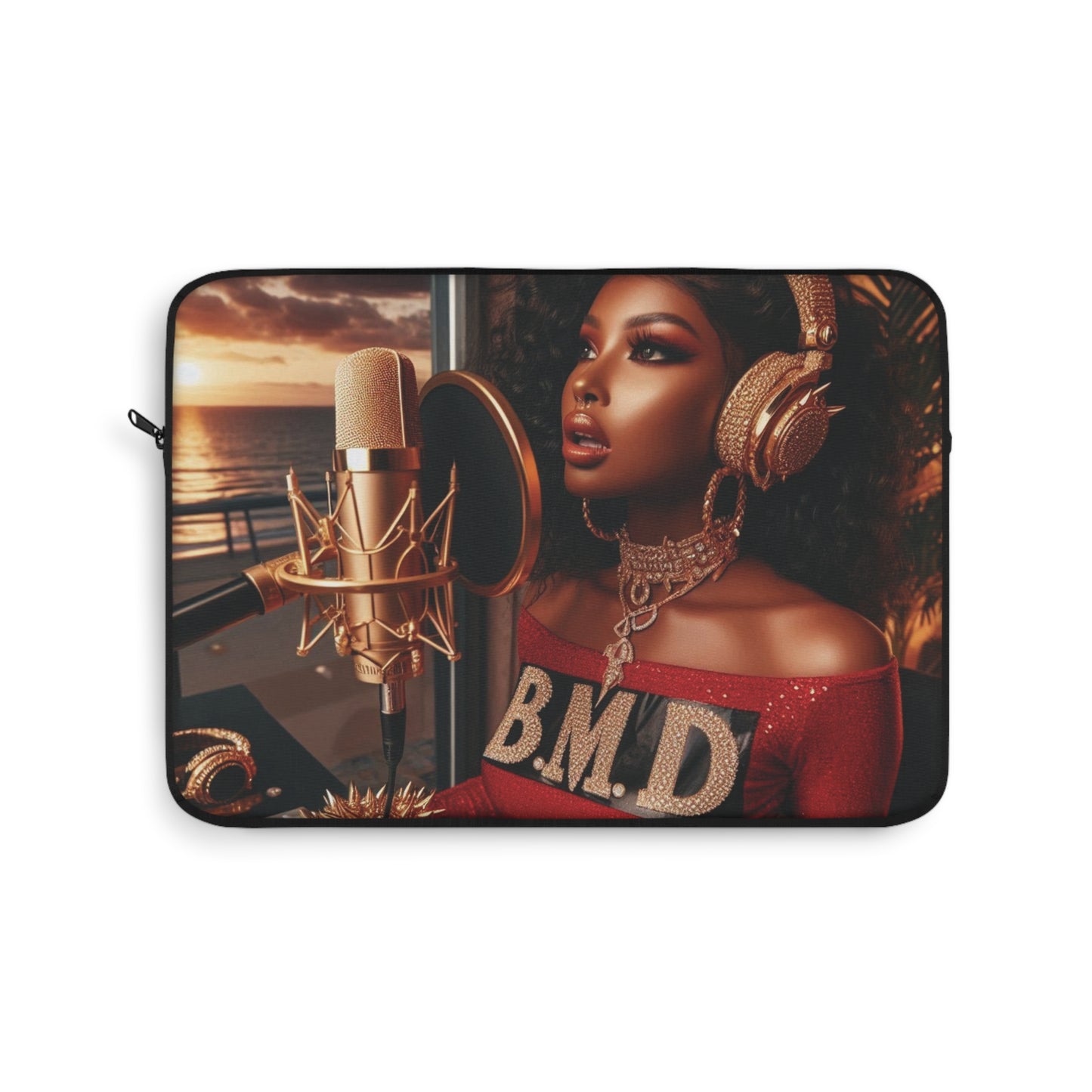 B M.D Stylish Laptop Sleeve for Music Lovers, Art-Inspired Tech Case, Unique Gift for Creatives, Fashionable Carrying Case