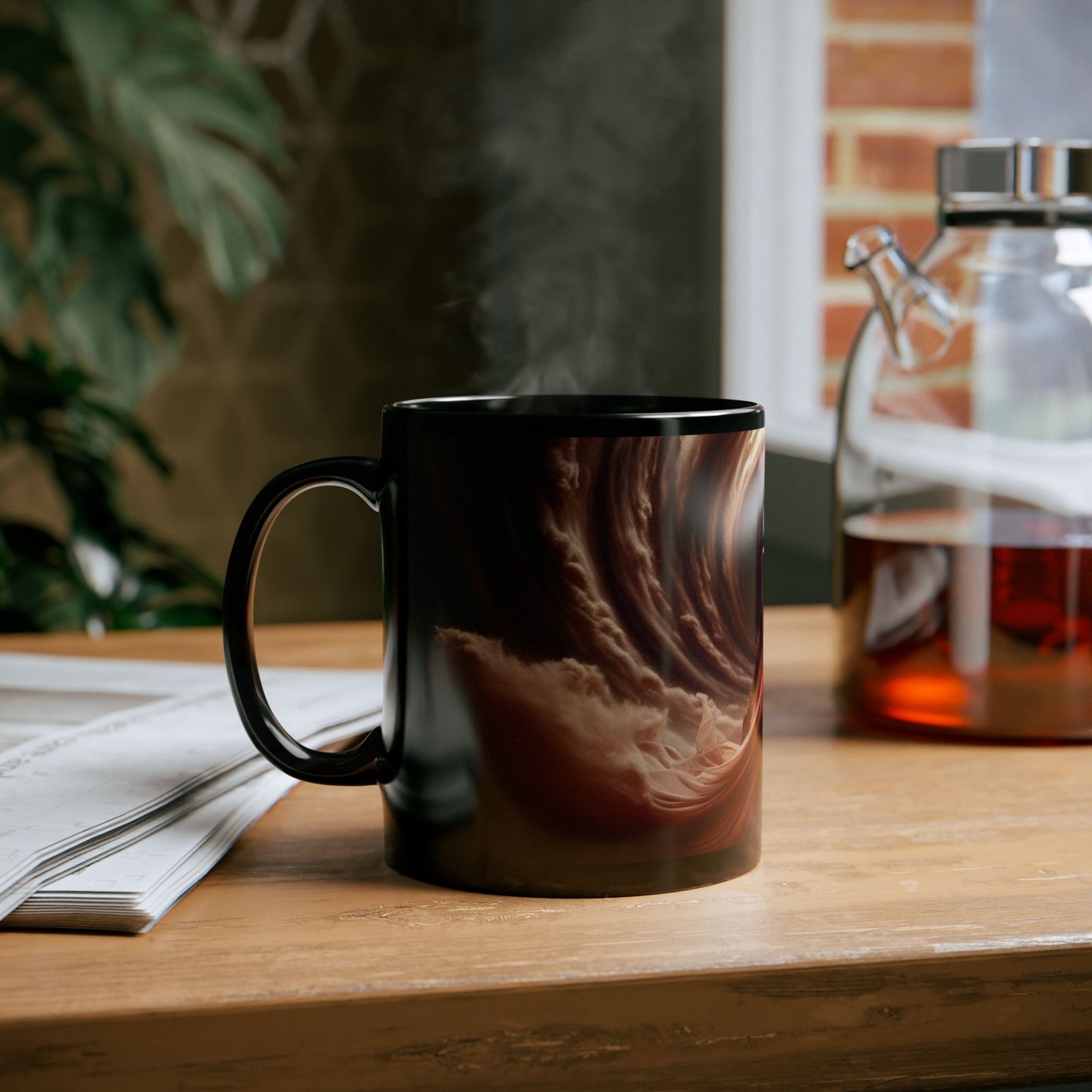 B.M.D Powerful Woman Walking Through the Storm Effortlessly & Elegantly- Fantasy Black Mug, Artistic Coffee Cup, Unique Gift for Dreamers, Home Decor, Art Lover's Mug, Perfect for Birthdays & Holidays