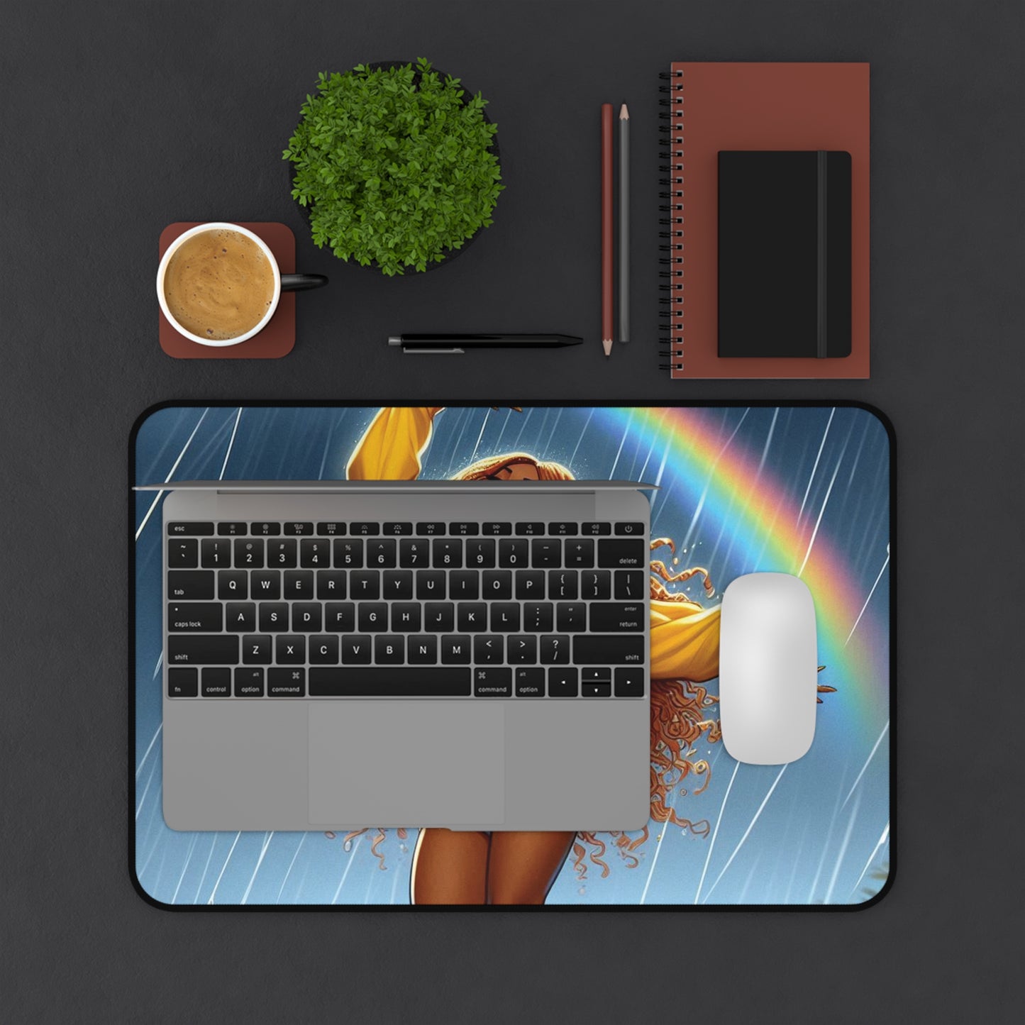 B.M.D Vibrant Rainbow Desk Mat - B.M.D. Dance Vibe, Home Office Decor, Motivational Gift, Gaming Accessory, Student Essential