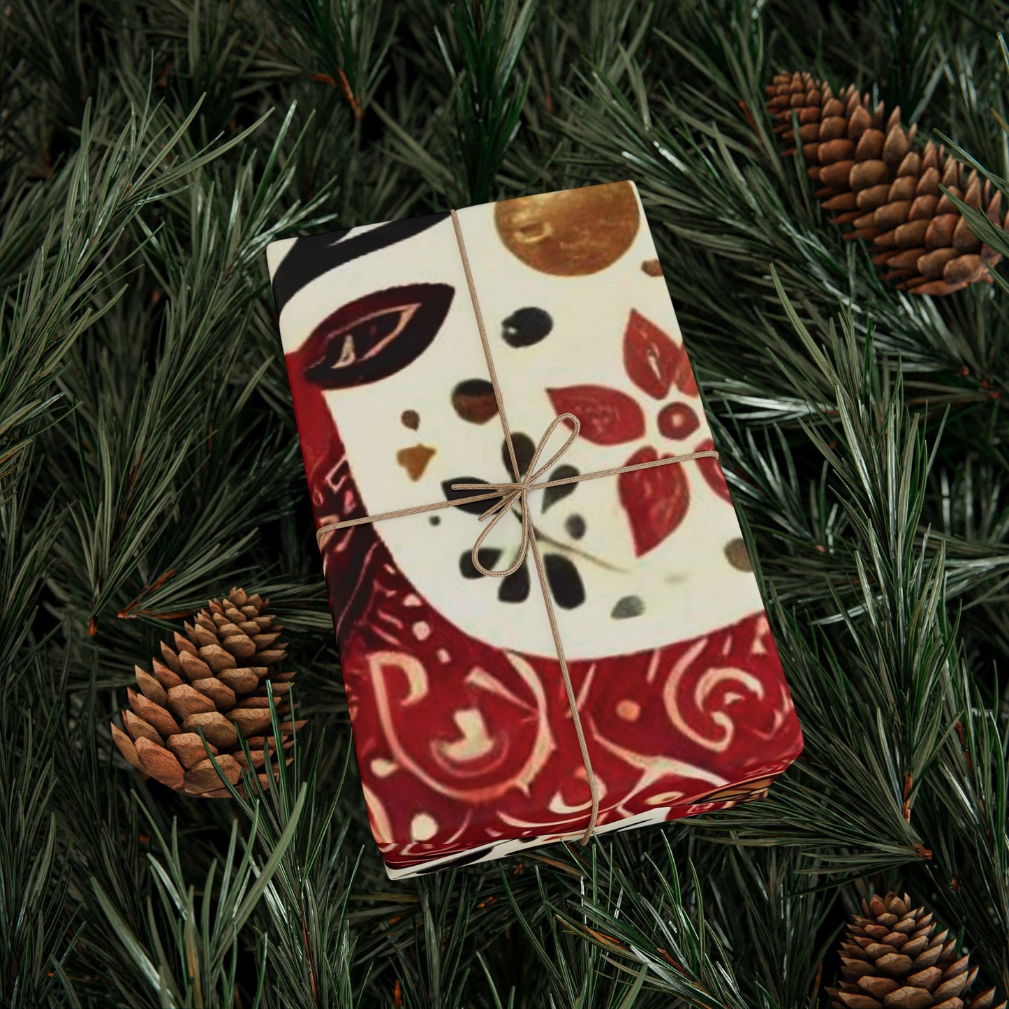 B.M.D Reindeer Folk Art Wrapping Paper Roll — Festive Scandinavian Holiday Gift Wrap