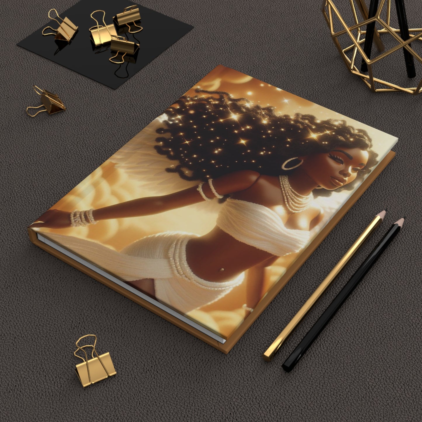 B.M.D Elegant Afrocentric Hardcover Journal, Inspirational Notebook, Gift for Her, Writing Journal, Ethereal Art Design (pic 3)