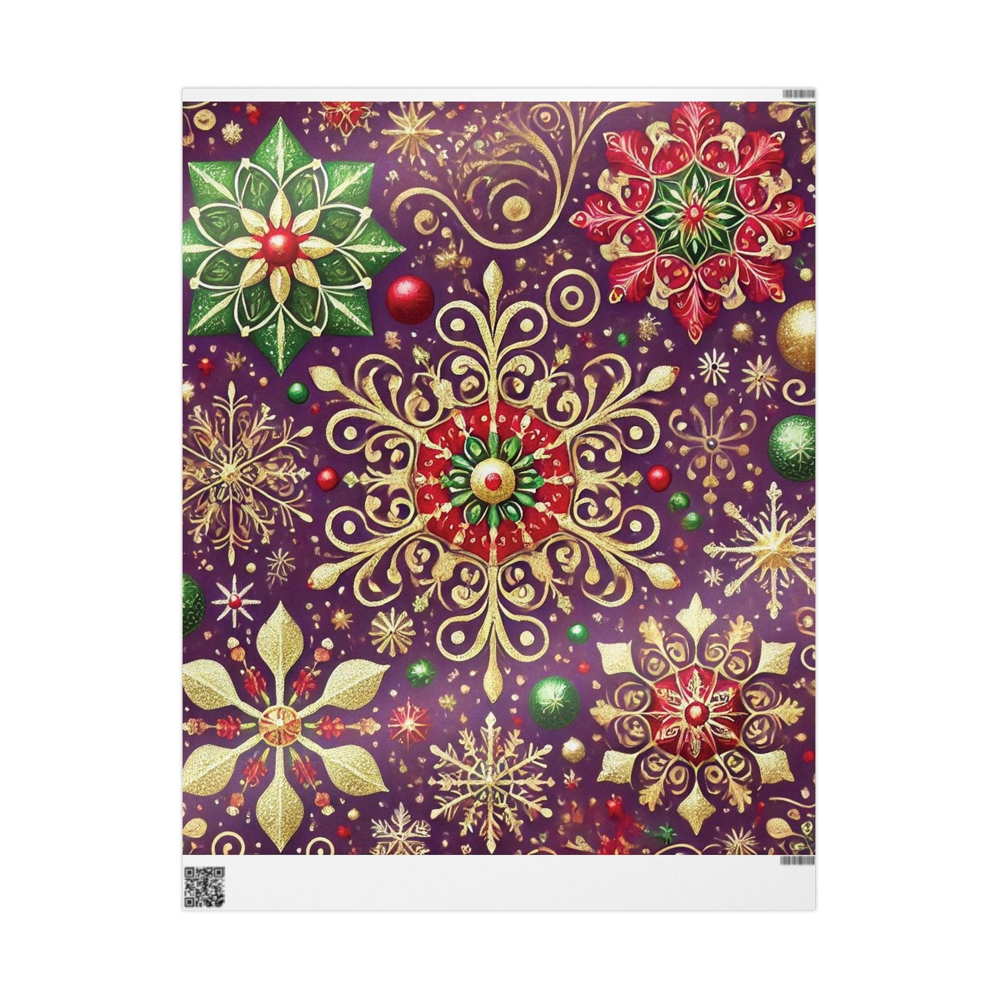 B.M.D Holiday Snowflake Wrapping Paper — Festive Gold & Jewel-Tone Gift Wrap