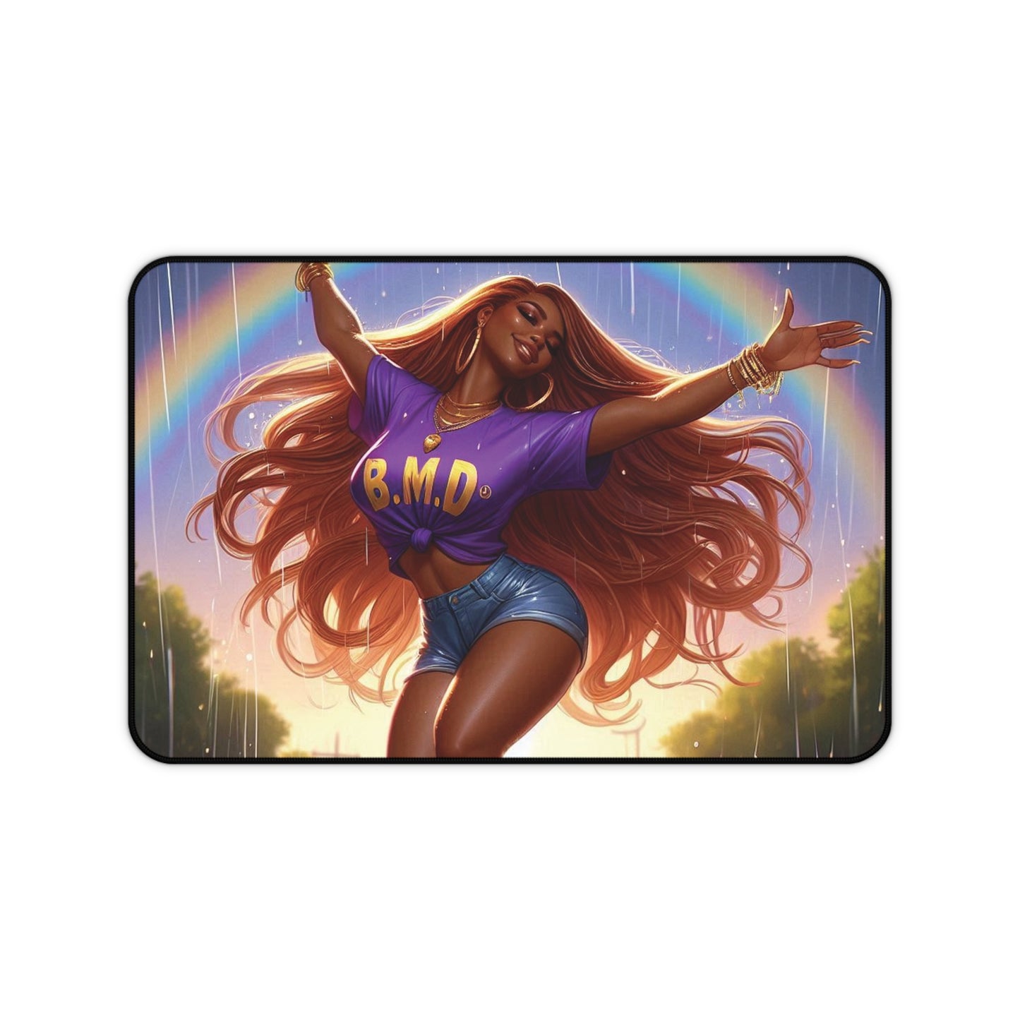 B.M.D Vibrant Rainbow Desk Mat - B.M.D. Dance Vibe, Home Office Decor, Motivational Gift, Gaming Accessory, Student Essential