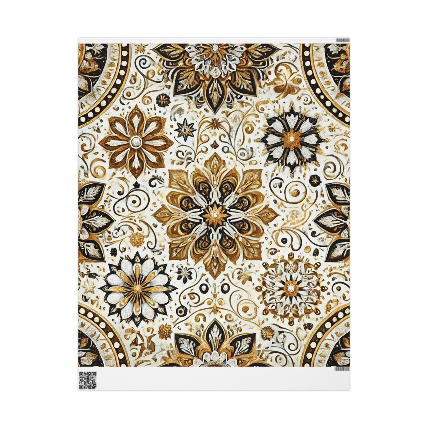 B.M.D Gold Floral Mandala Wrapping Paper – Elegant Gift Wrap for Weddings & Holidays