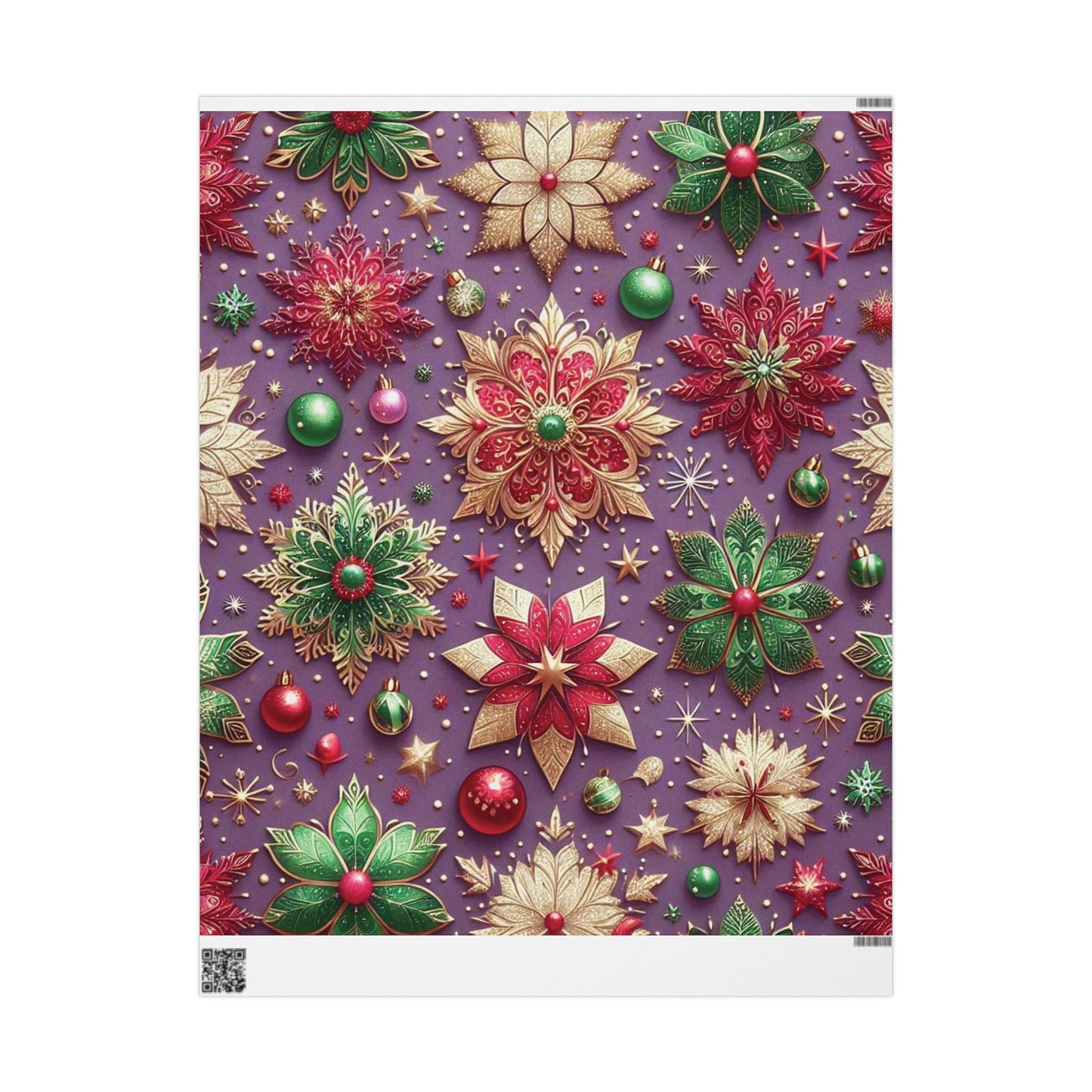 B.M.D Holiday Poinsettia Wrapping Paper — Festive Purple, Red & Gold Gift Wrap