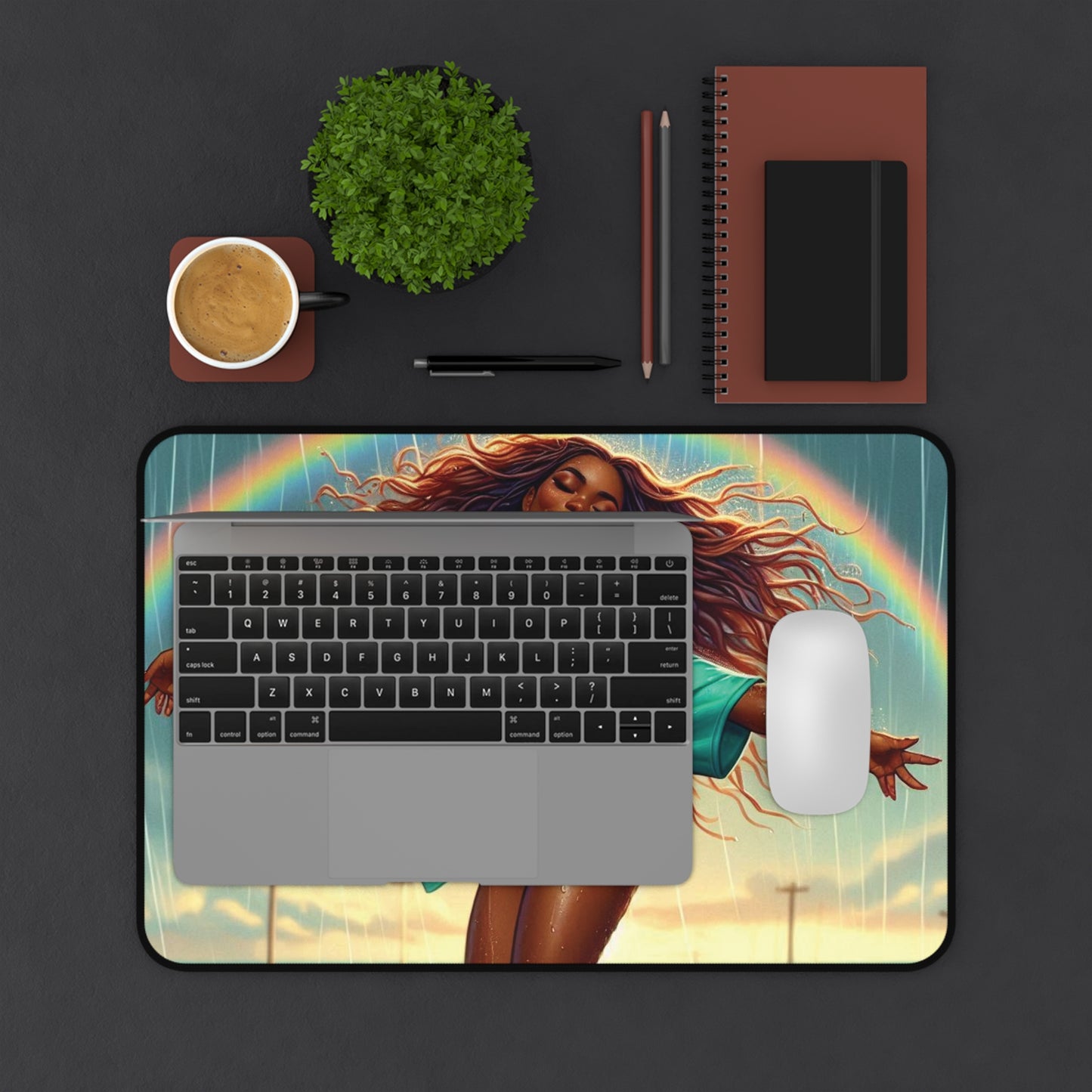 B.M.D Vibrant Rainbow Desk Mat - B.M.D. Dance Vibe, Home Office Decor, Motivational Gift, Gaming Accessory, Student Essential