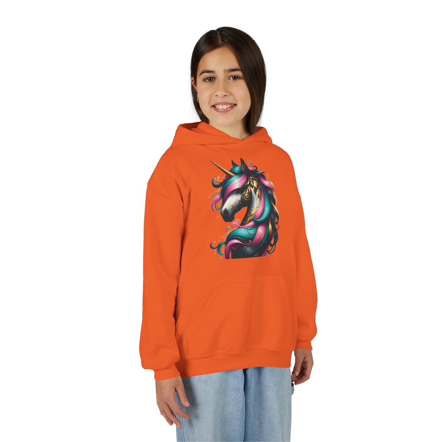 B.M.D Whimsical Unicorn Youth Hoodie, Adorable Kids Sweatshirt, Perfect for Birthdays, Gift for Unicorn Lovers, Cozy Pullover