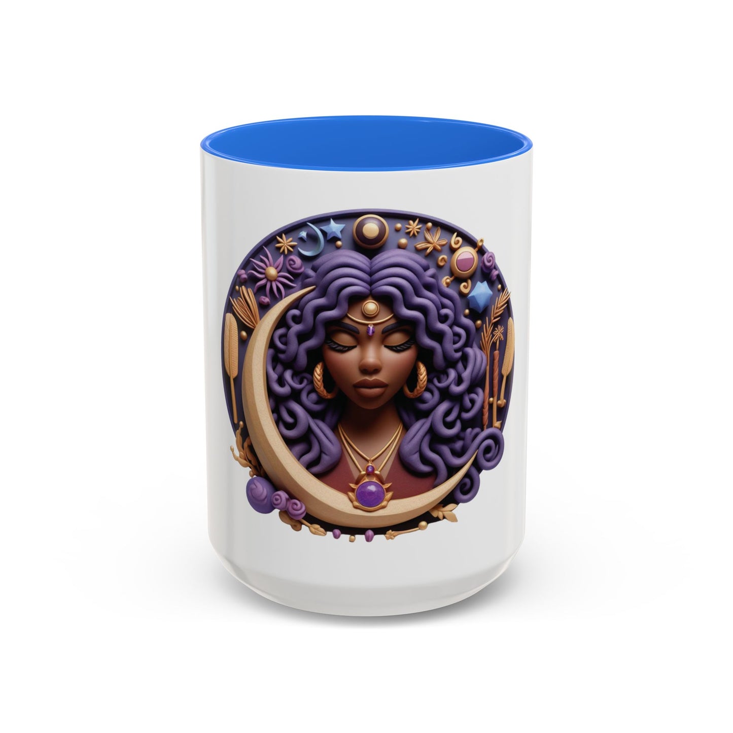 B.M.D Colorful Moon Goddess Mug - Bohemian Coffee Cup, Celestial Art Drinkware, Unique Gift for Her, Astrology Lover, 11oz & 15oz Varieties