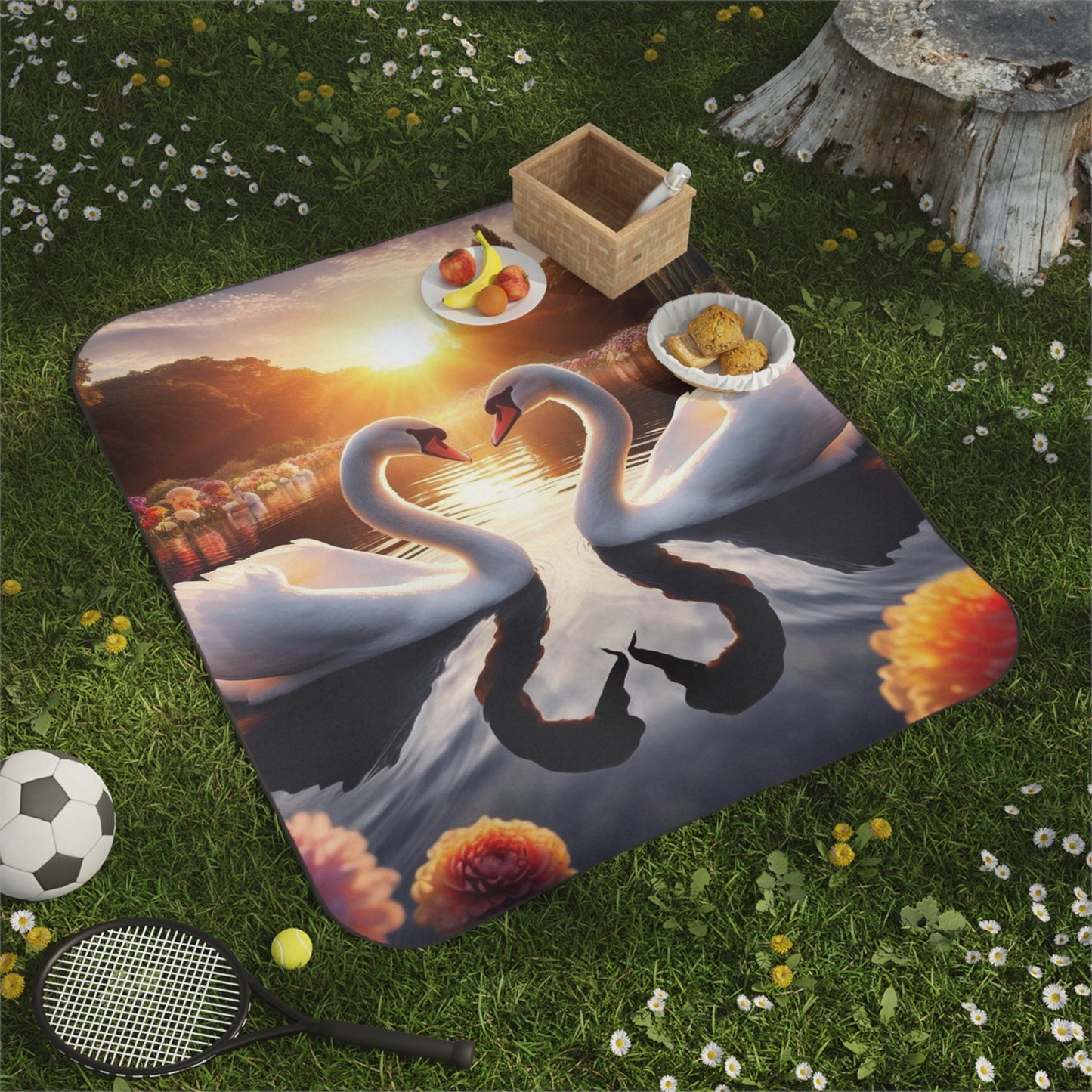 B.M.D Swan Love Picnic Blanket