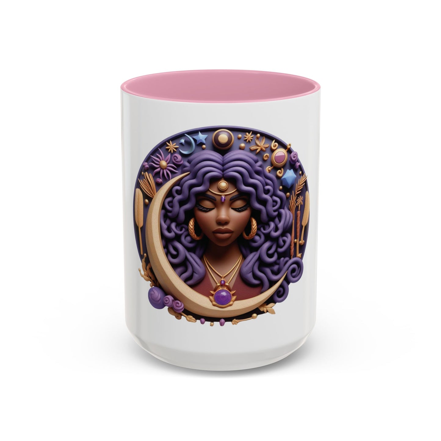 B.M.D Colorful Moon Goddess Mug - Bohemian Coffee Cup, Celestial Art Drinkware, Unique Gift for Her, Astrology Lover, 11oz & 15oz Varieties
