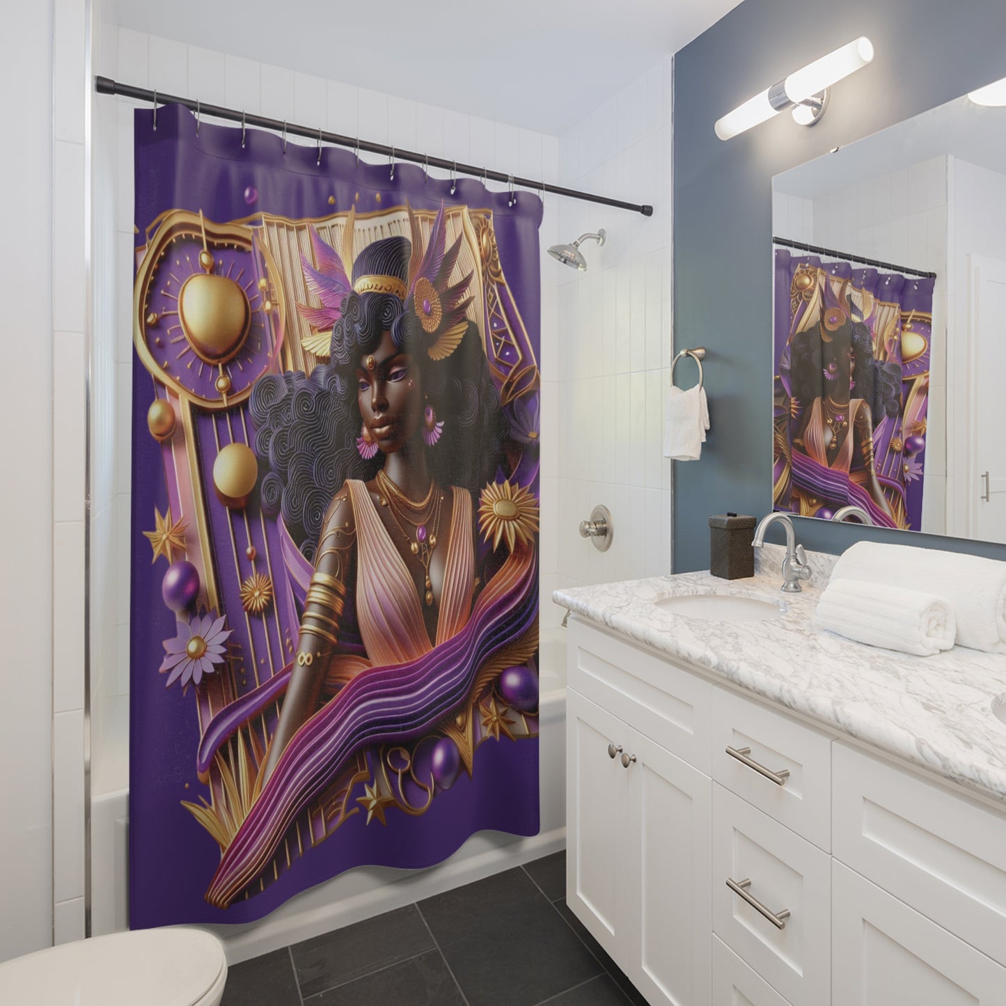 B.M.D Celestial Goddess Shower Curtains (purple)