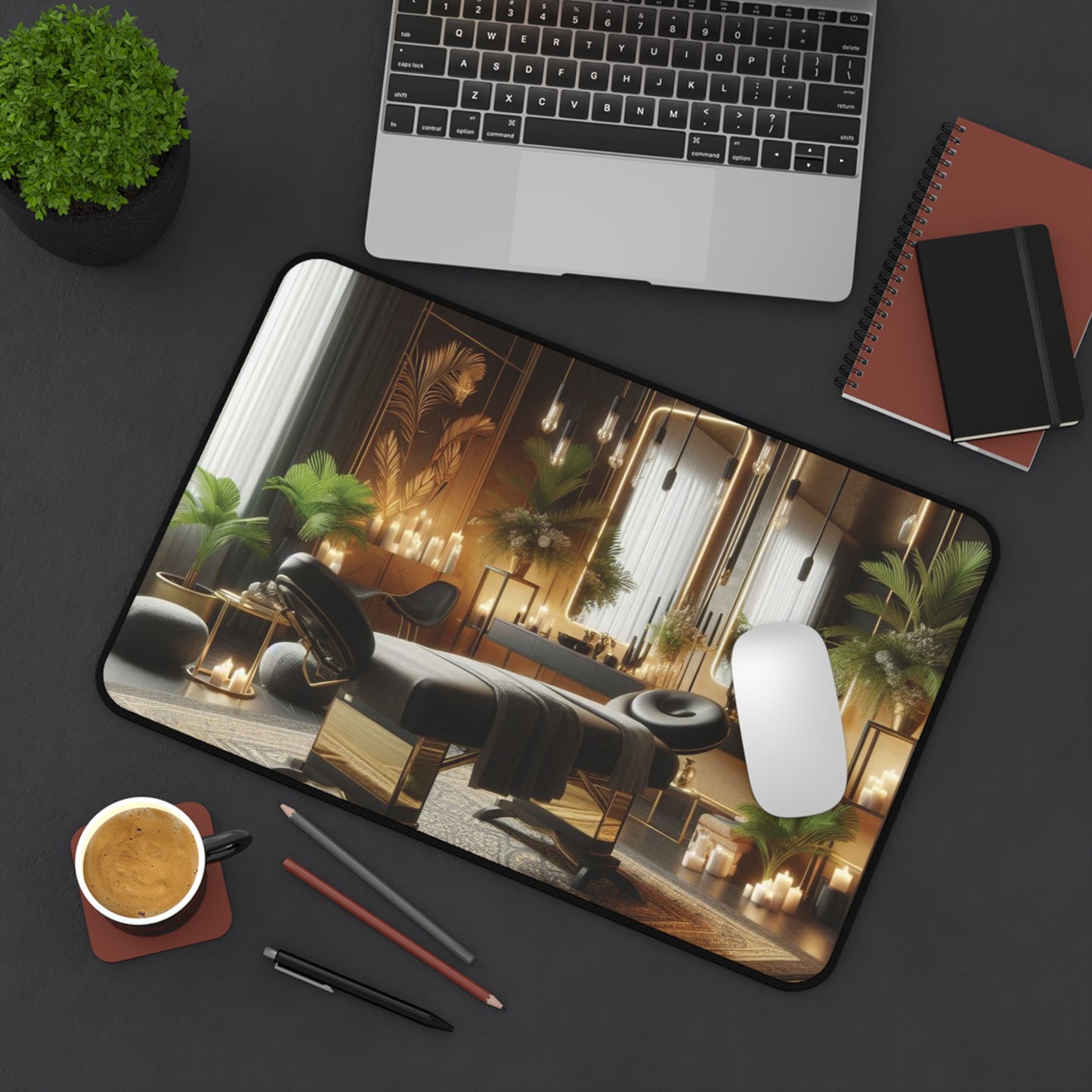 B.M.D Luxurious Spa Desk Mat | Relaxing Home Office Decor, Ergonomic Desk Pad, Functional Gift for Wellness Lovers, Candlelit Ambience
