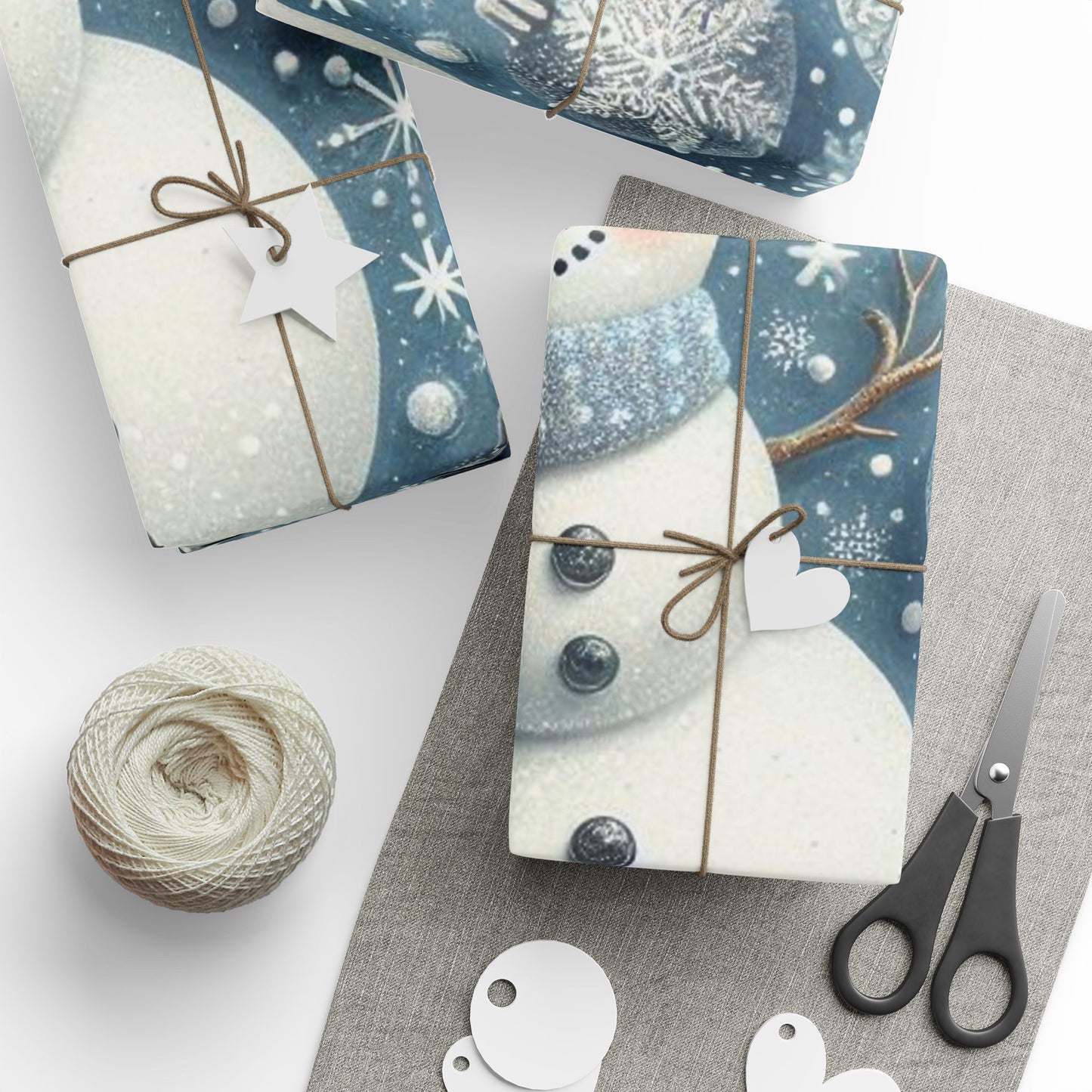 B.M.D Winter Snowman Wrapping Paper — Snowflake Holiday Gift Wrap