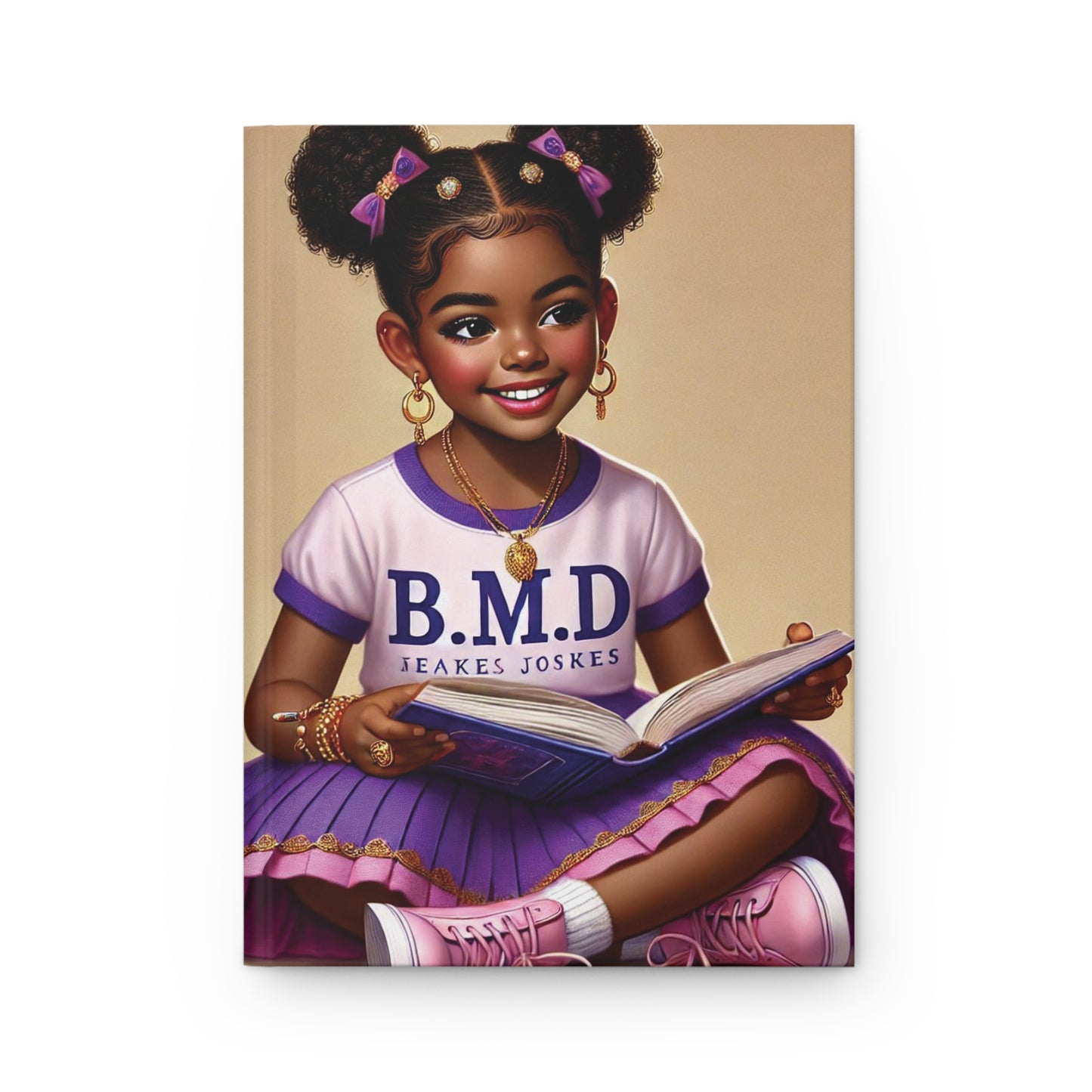 B.M.D Reading Girl Hardcover Journal Matte, Book Lover Notebook, Writer's Diary, Literary Gift, Stationery Set (pic 2 light pink)