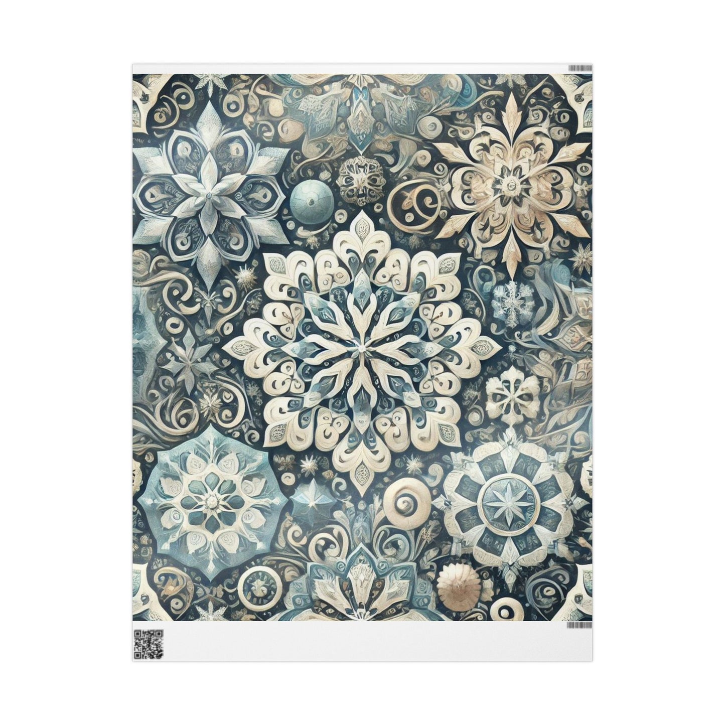B.M.D Snowflake Mandala Wrapping Paper — Elegant Blue Winter Gift Wrap