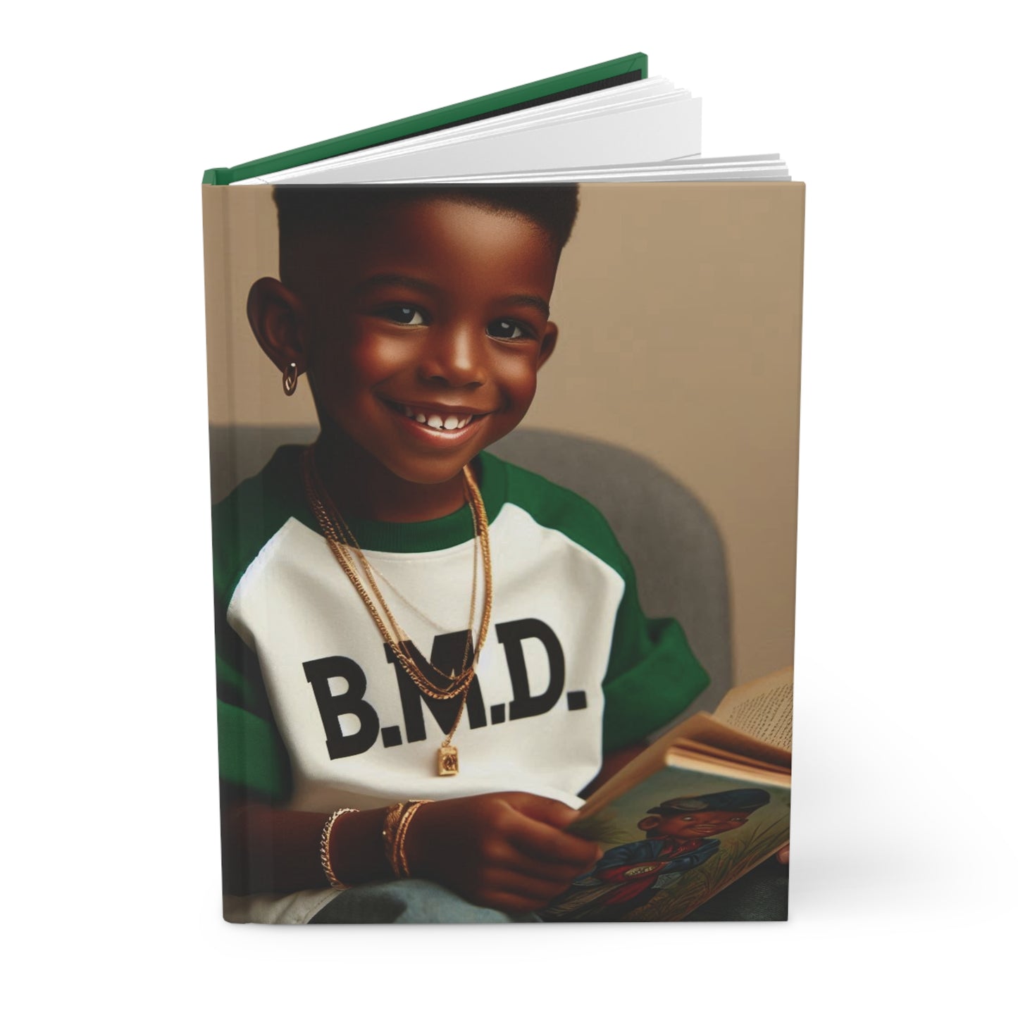 B.M.D Stylish Hardcover Journal for Kids, Boys' Diary, Fun School Supplies, Personal Notebook, Unique Gift for Young Writers (pic 2 green)