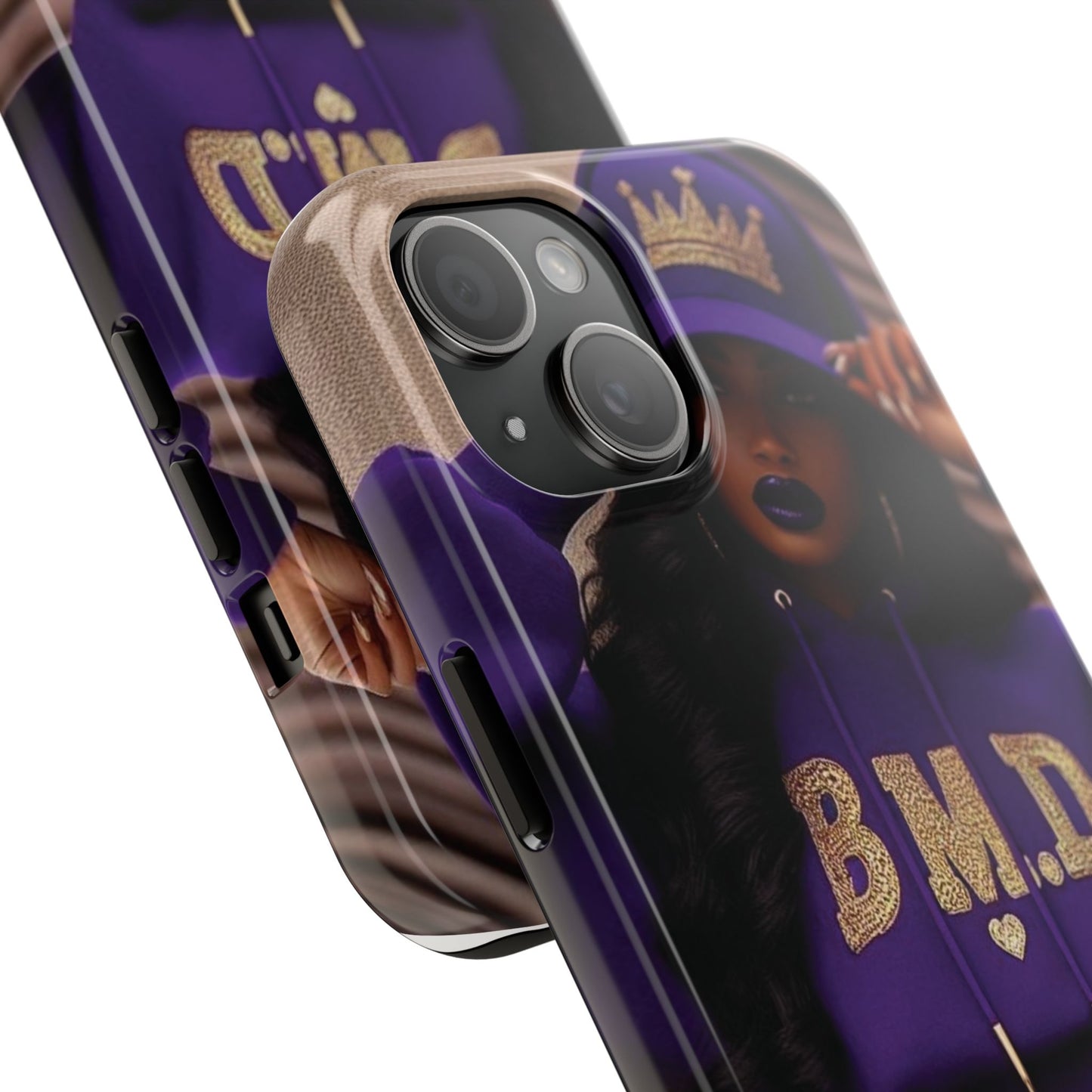 Stylish Tough Phone Cases with B.M.D Design, Trendy Phone Accessories, Gift for Her, Hip Hop Phone Cover, Queen Vibe Case