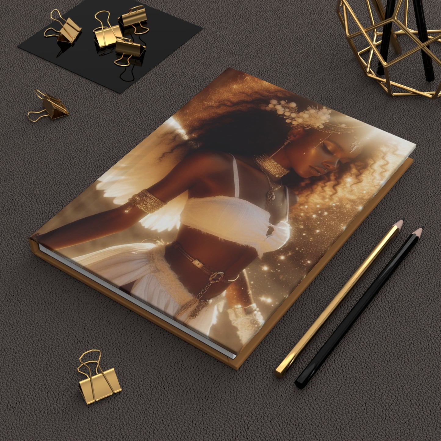 B.M.D Elegant Afrocentric Hardcover Journal, Inspirational Notebook, Gift for Her, Writing Journal, Ethereal Art Design (pic 1)