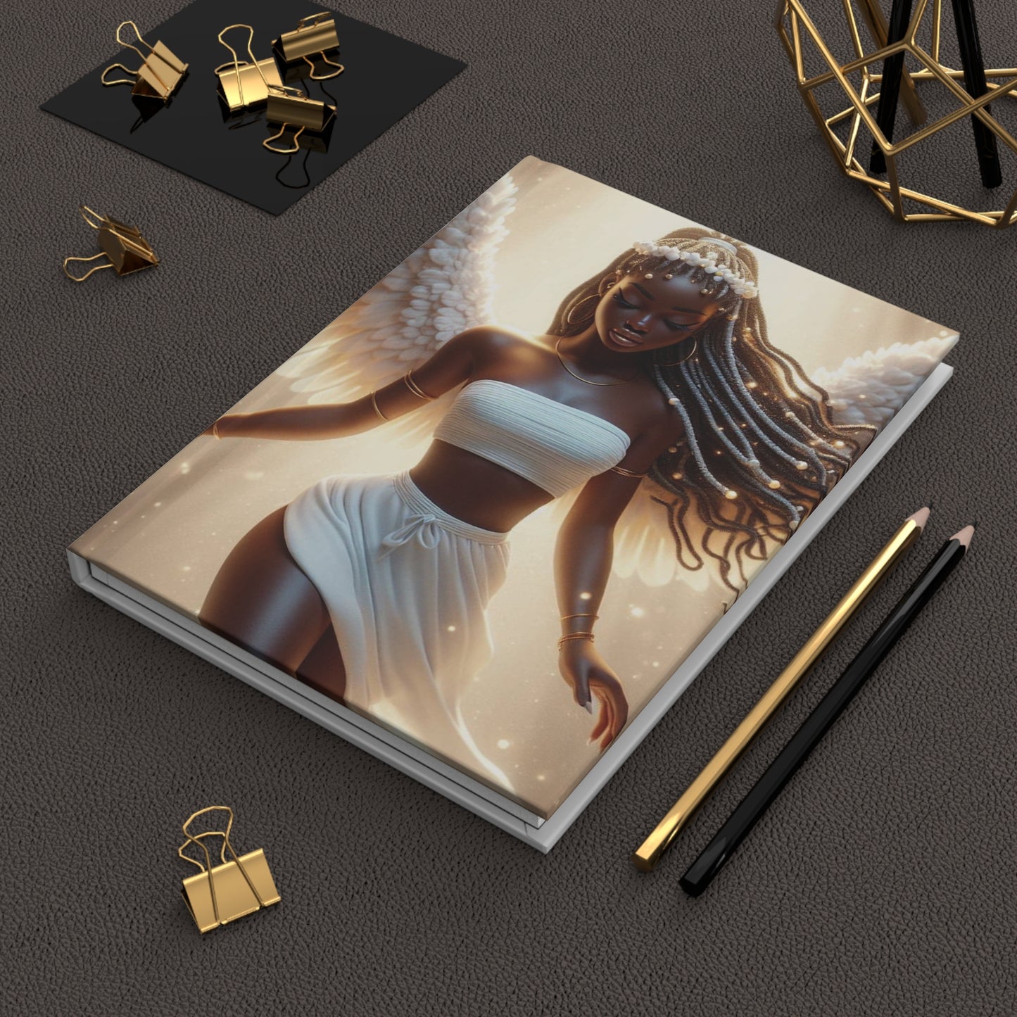 B.M.D Elegant Afrocentric Hardcover Journal, Inspirational Notebook, Gift for Her, Writing Journal, Ethereal Art Design (pic 4)