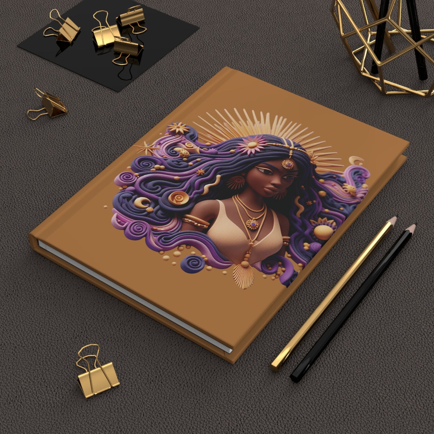 B.M.D Goddess Inspired Hardcover Journal, Boho Writing Notebook, Black Girl Magic, Gift for Writers Spiritual Awakening, Stylish Art Journal