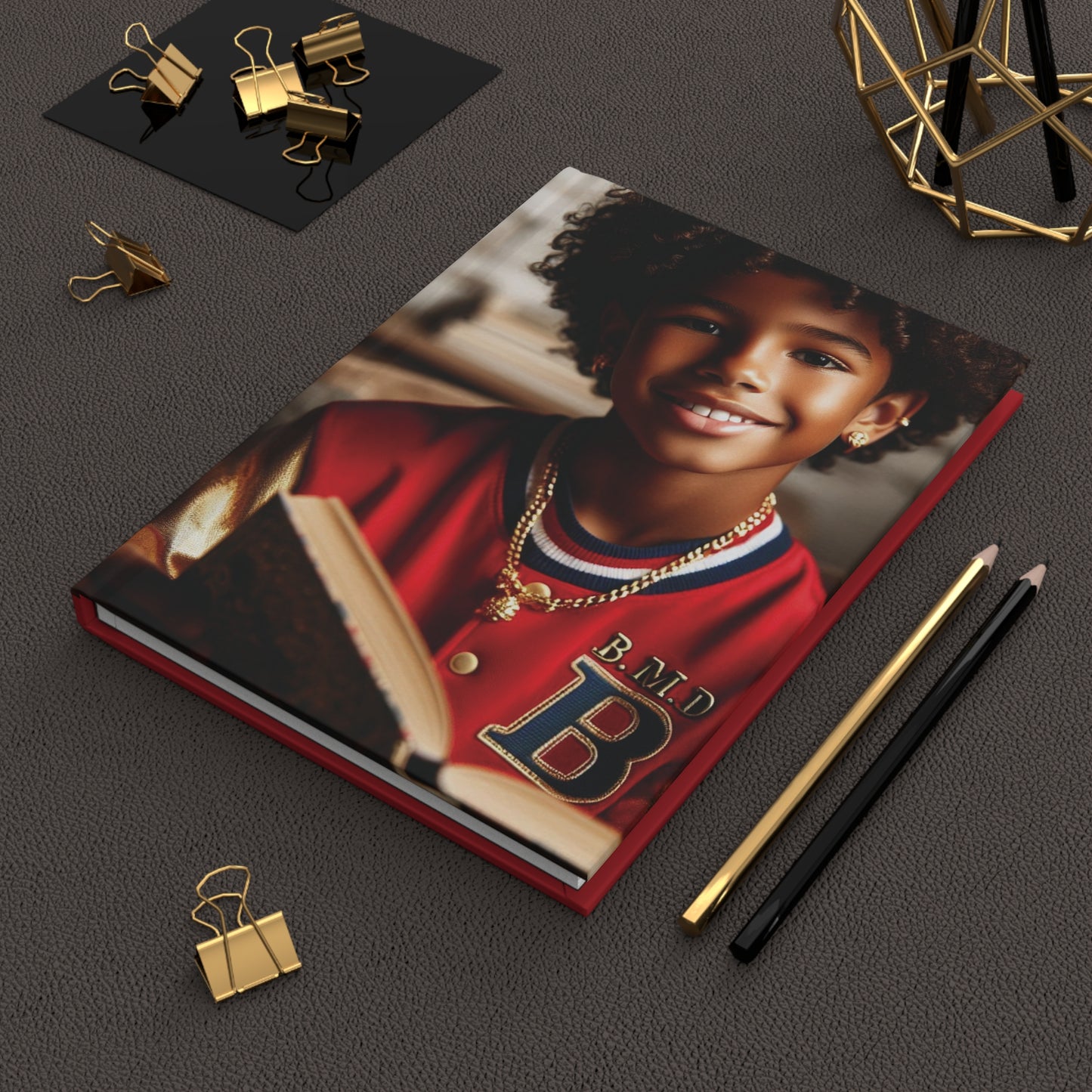B.M.D Stylish Hardcover Journal for Kids, Boys' Diary, Fun School Supplies, Personal Notebook, Unique Gift for Young Writers (pic 4 red)
