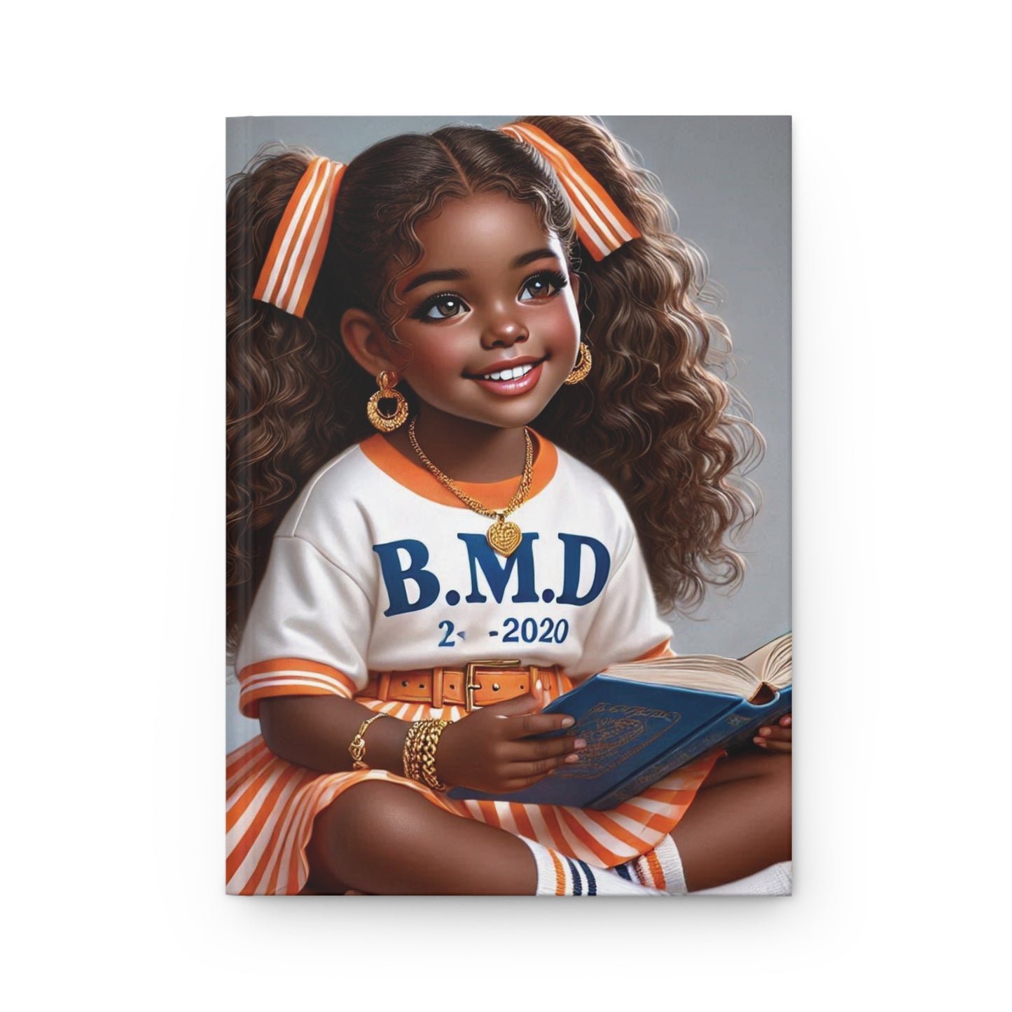 B.M.D Reading Girl Hardcover Journal Matte, Book Lover Notebook, Writer's Diary, Literary Gift, Stationery Set (pic 3 orange)