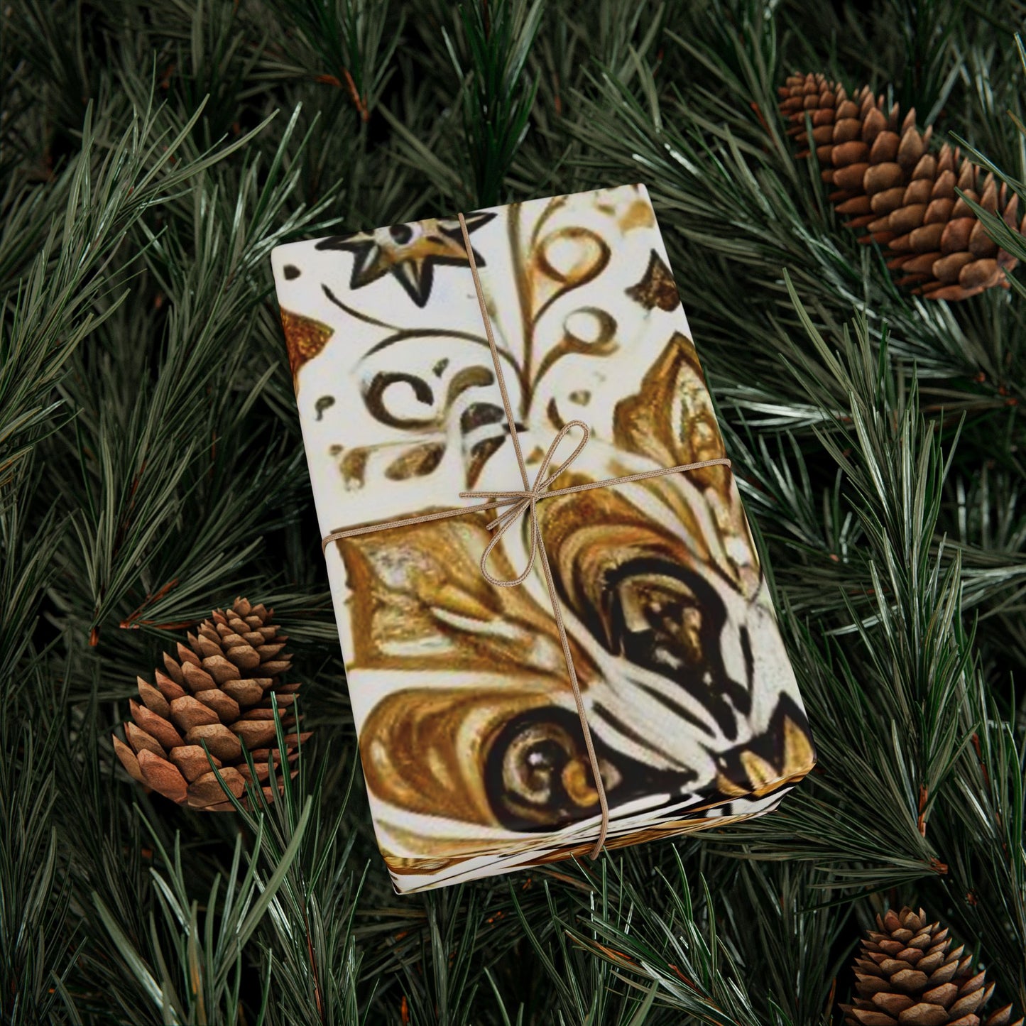 B.M.D Gold Floral Mandala Wrapping Paper – Elegant Gift Wrap for Weddings & Holidays
