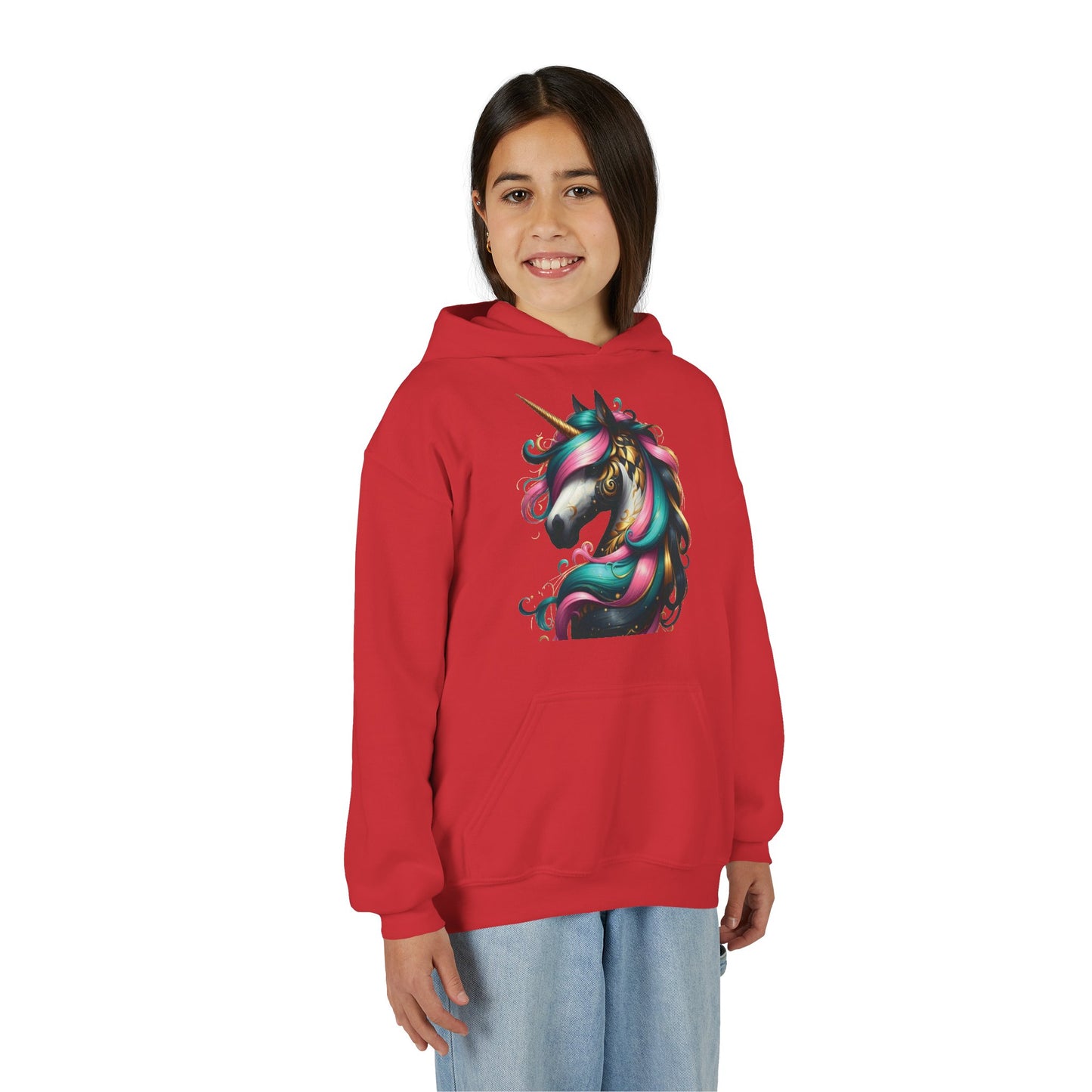 B.M.D Whimsical Unicorn Youth Hoodie, Adorable Kids Sweatshirt, Perfect for Birthdays, Gift for Unicorn Lovers, Cozy Pullover