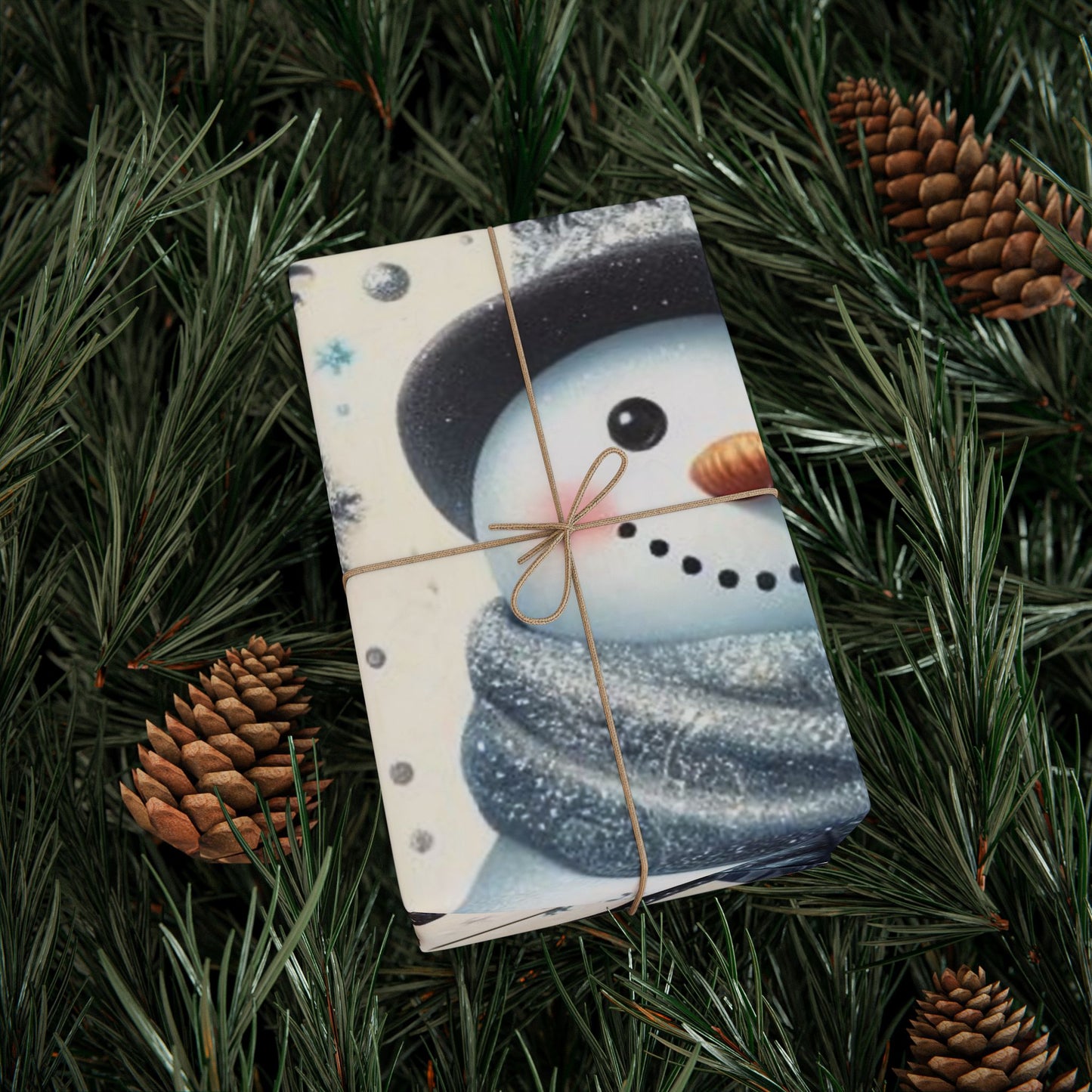 B.M.D Snowman Wrapping Paper Roll — Blue Winter Holiday Gift Wrap