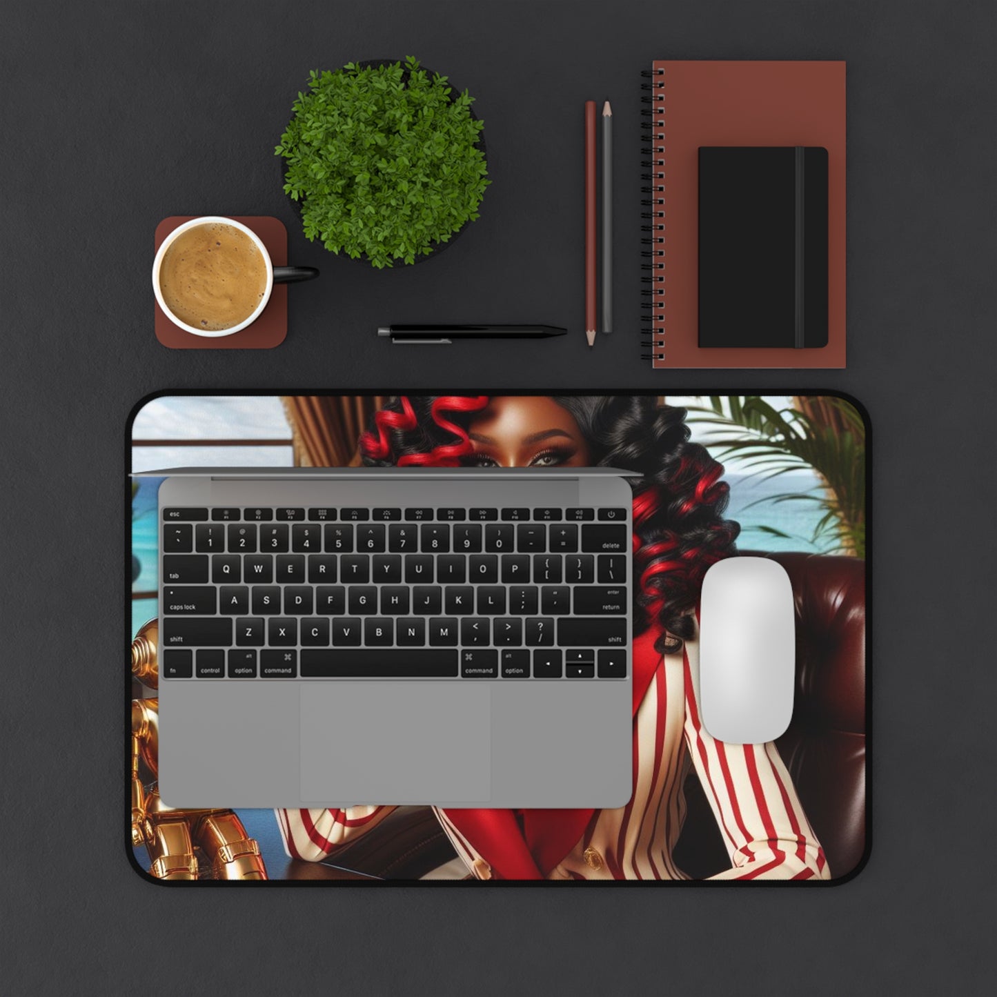 B M.D Chic Desk Mat with Elegant Design, Office Decor, Gaming Mat, Stylish Mouse Pad, Eco-Friendly Workspace Accessory