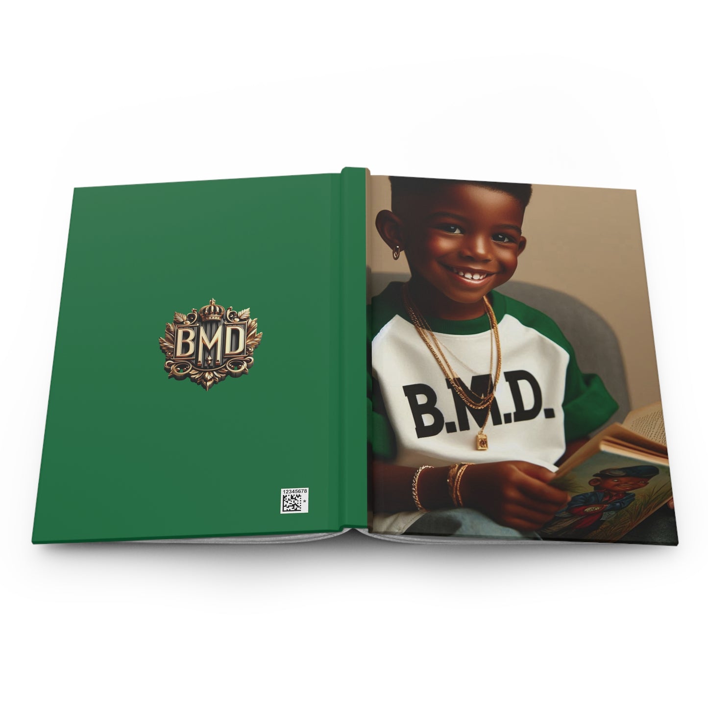 B.M.D Stylish Hardcover Journal for Kids, Boys' Diary, Fun School Supplies, Personal Notebook, Unique Gift for Young Writers (pic 2 green)