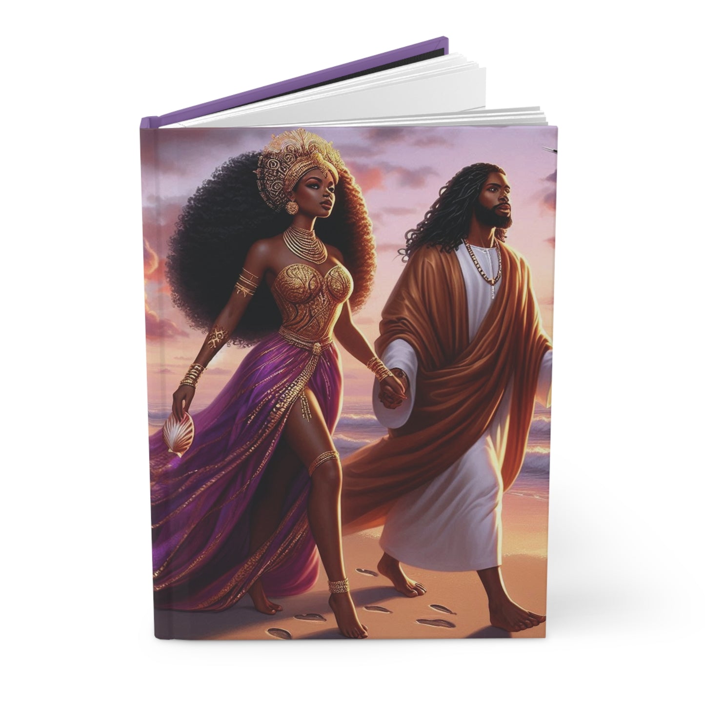 B.M.D Spiritual Walk with Yeshua, Footprints in the Sand, Prayer Diary, Faith Notebook, Inspirational (pic 2 purple)