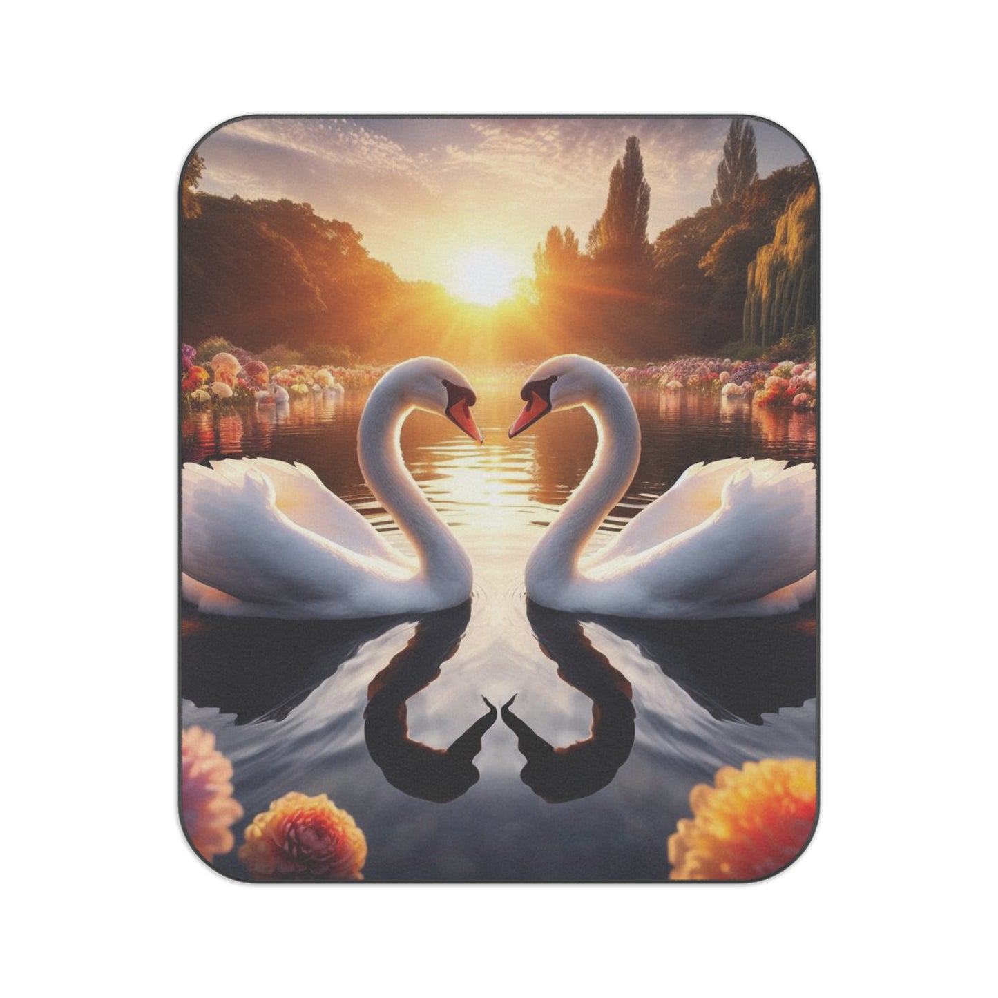B.M.D Swan Love Picnic Blanket