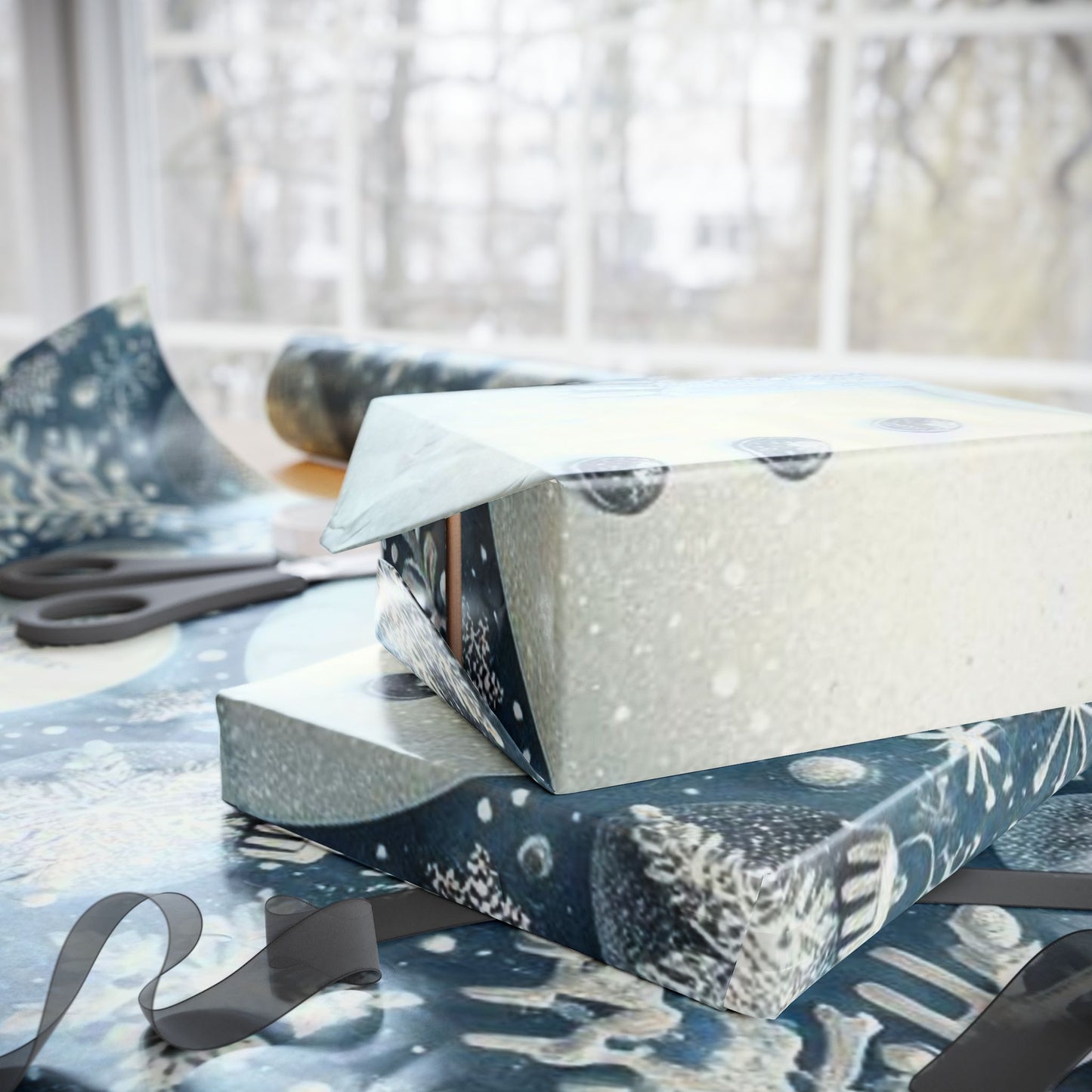 B.M.D Winter Snowman Wrapping Paper — Snowflake Holiday Gift Wrap
