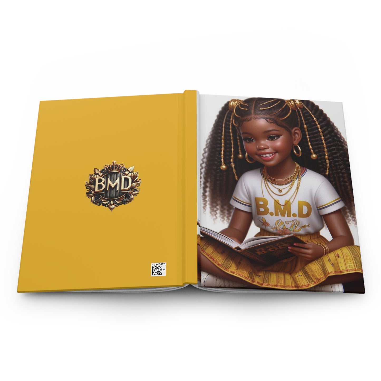 B.M.D Reading Girl Hardcover Journal Matte, Book Lover Notebook, Writer's Diary, Literary Gift, Stationery Set (pic 2 yellow)
