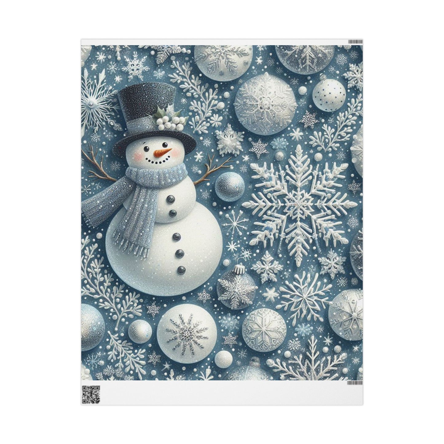 B.M.D Winter Snowman Wrapping Paper — Snowflake Holiday Gift Wrap