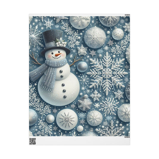 B.M.D Winter Snowman Wrapping Paper — Snowflake Holiday Gift Wrap