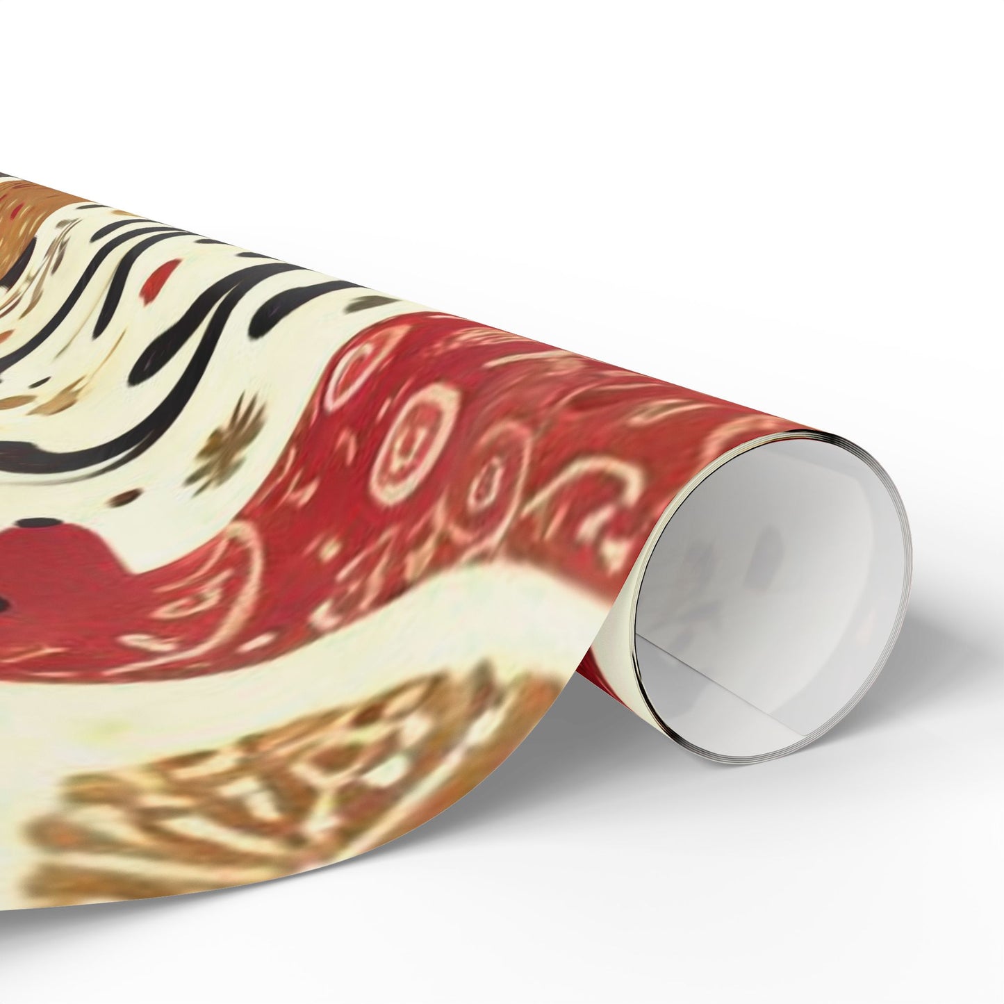 B.M.D Reindeer Folk Art Wrapping Paper Roll — Festive Scandinavian Holiday Gift Wrap