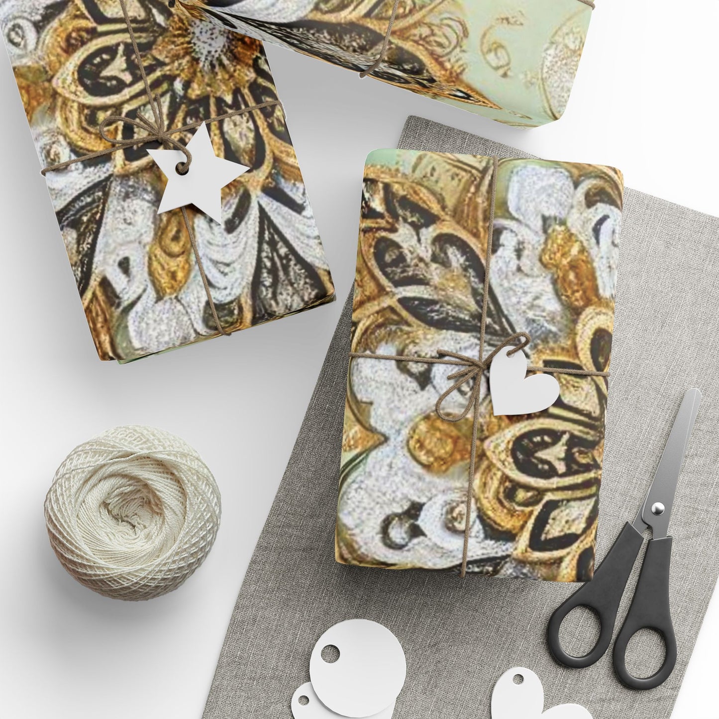 B.M.D Gold & Green Mandala Wrapping Paper — Elegant Holiday Gift Wrap