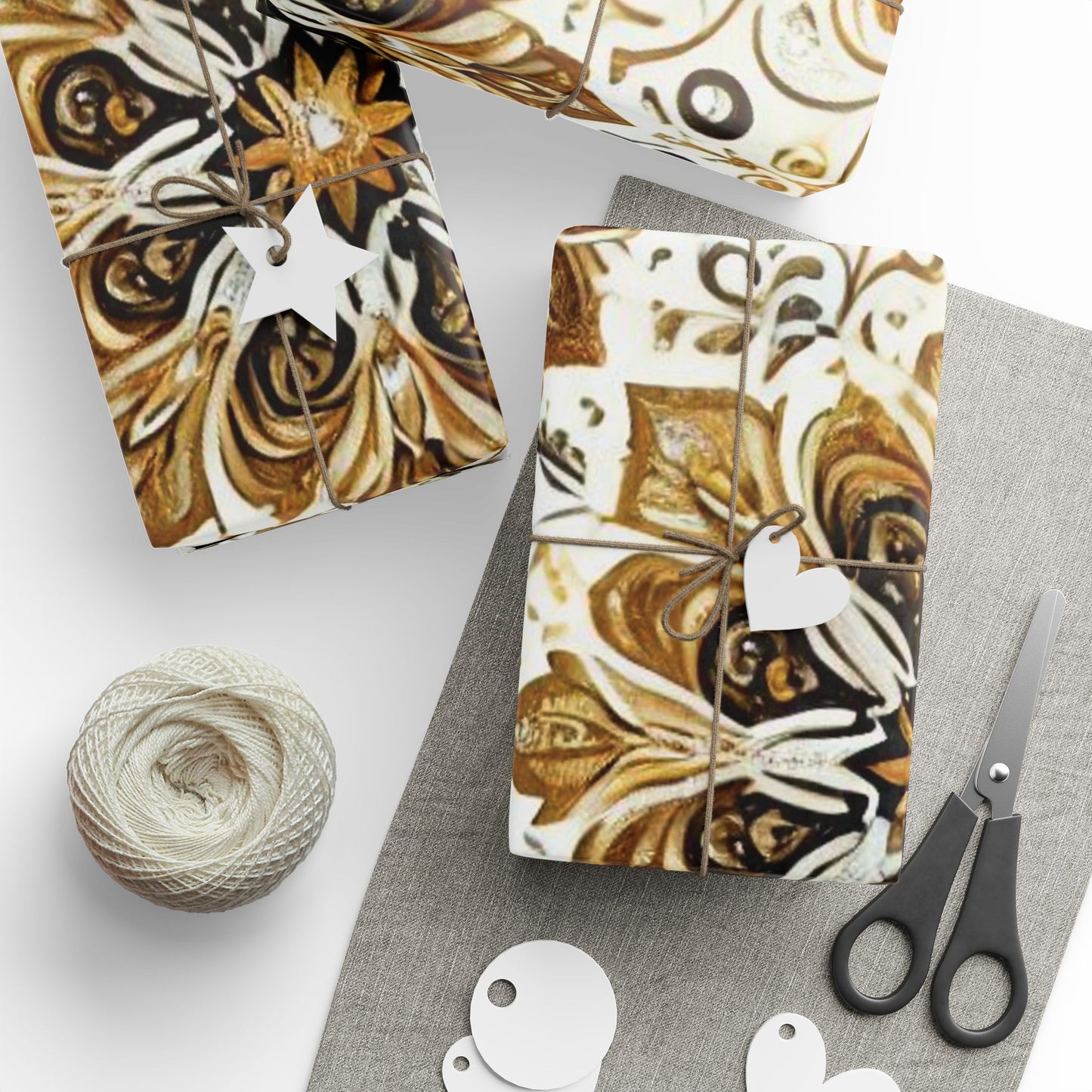B.M.D Gold Floral Mandala Wrapping Paper – Elegant Gift Wrap for Weddings & Holidays