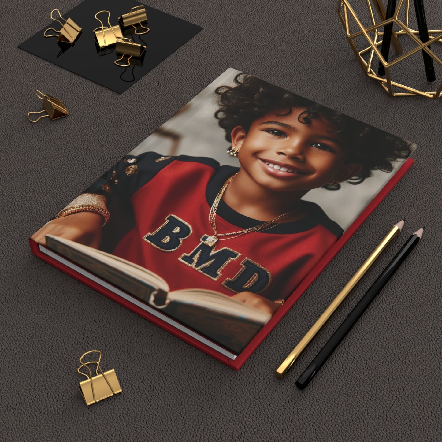B.M.D Stylish Hardcover Journal for Kids, Boys' Diary, Fun School Supplies, Personal Notebook, Unique Gift for Young Writers (pic 3 red)